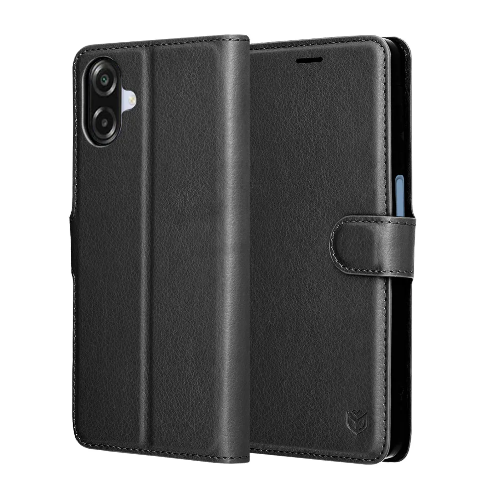 Custodia per Samsung Galaxy A07 4G A075, Techsuit, Leather Folio, Nera - immagine 1