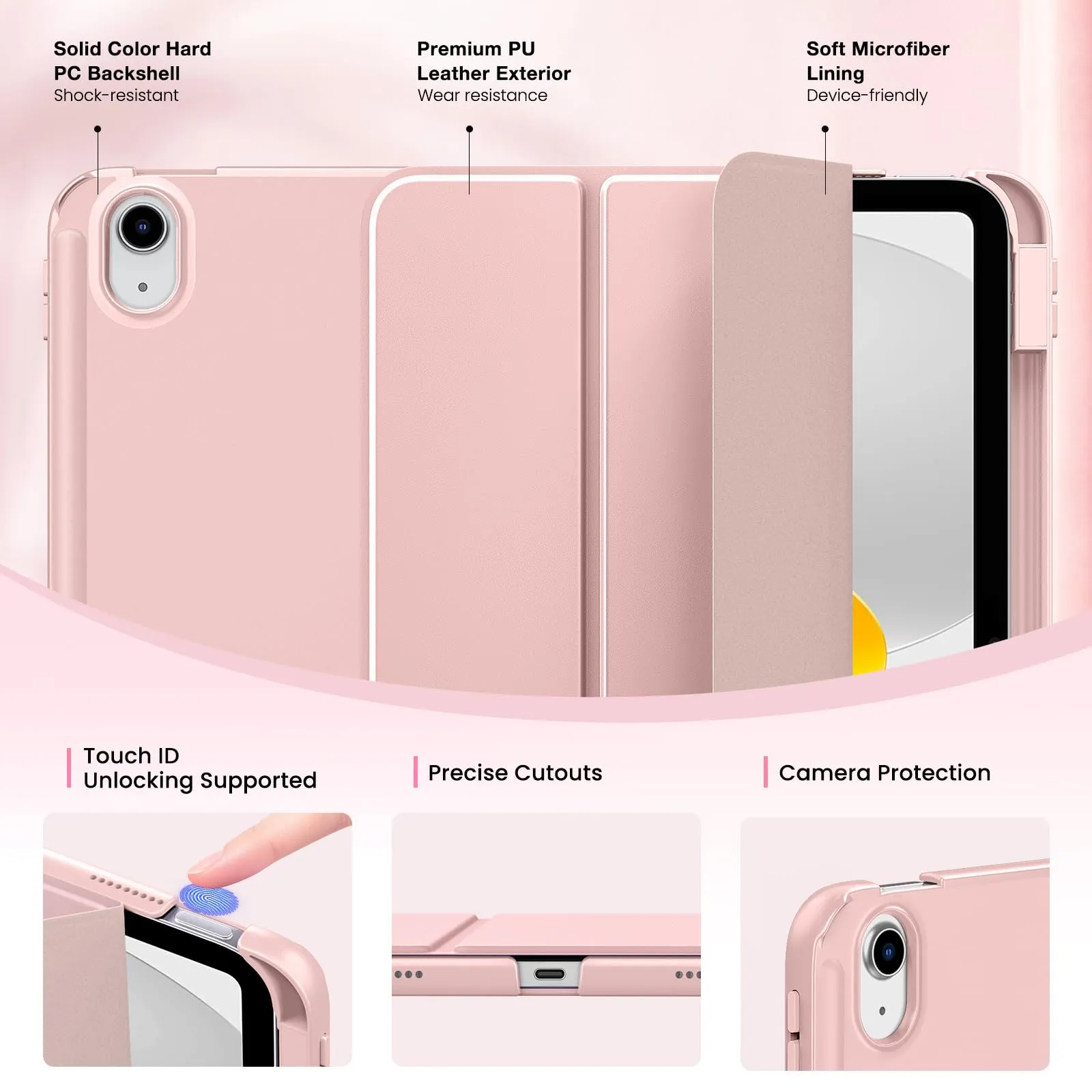 MoKo per iPad A16 11ª/10ª Generazione Custodia con Portapenne, Oro Rosa - immagine 3