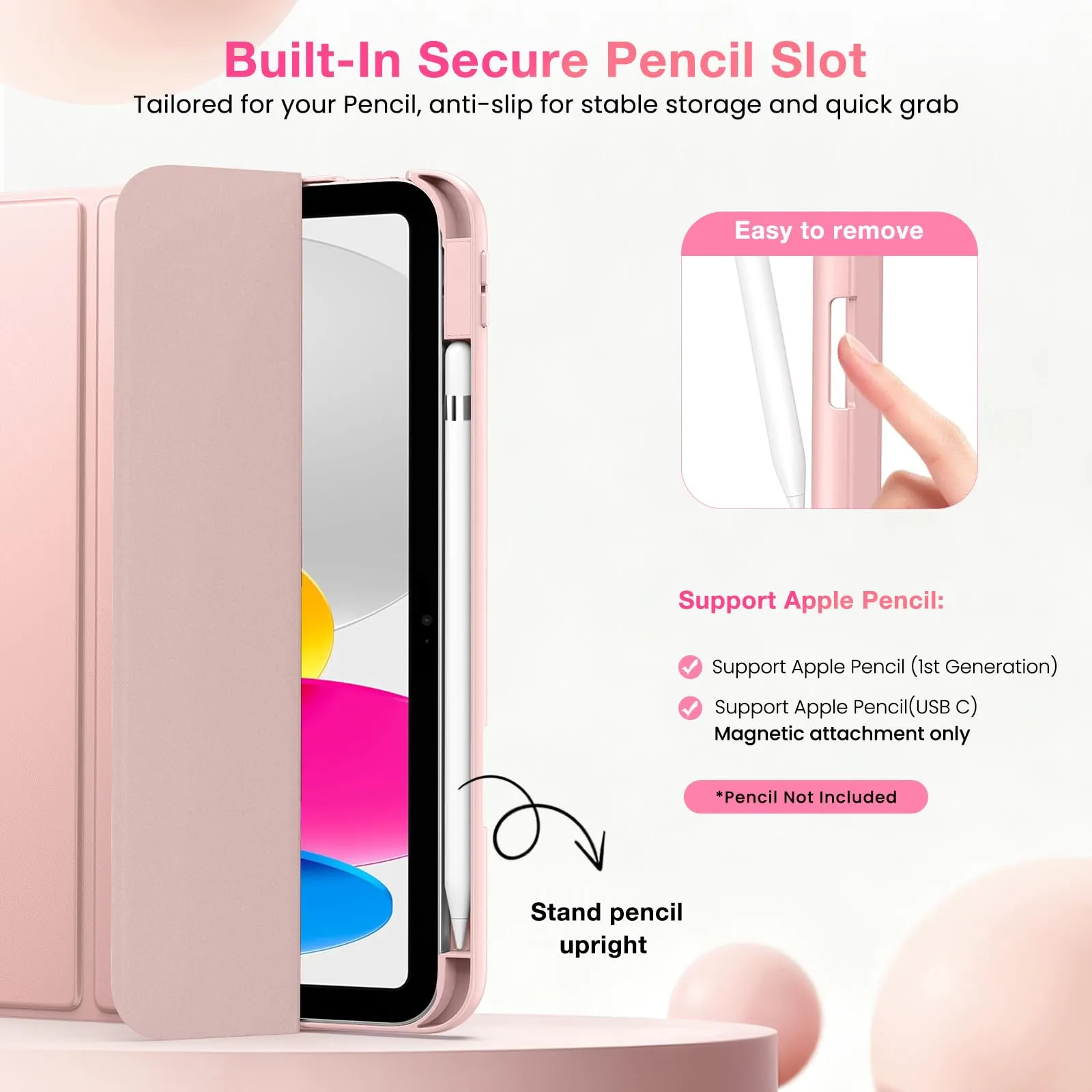 MoKo per iPad A16 11ª/10ª Generazione Custodia con Portapenne, Oro Rosa - immagine 5