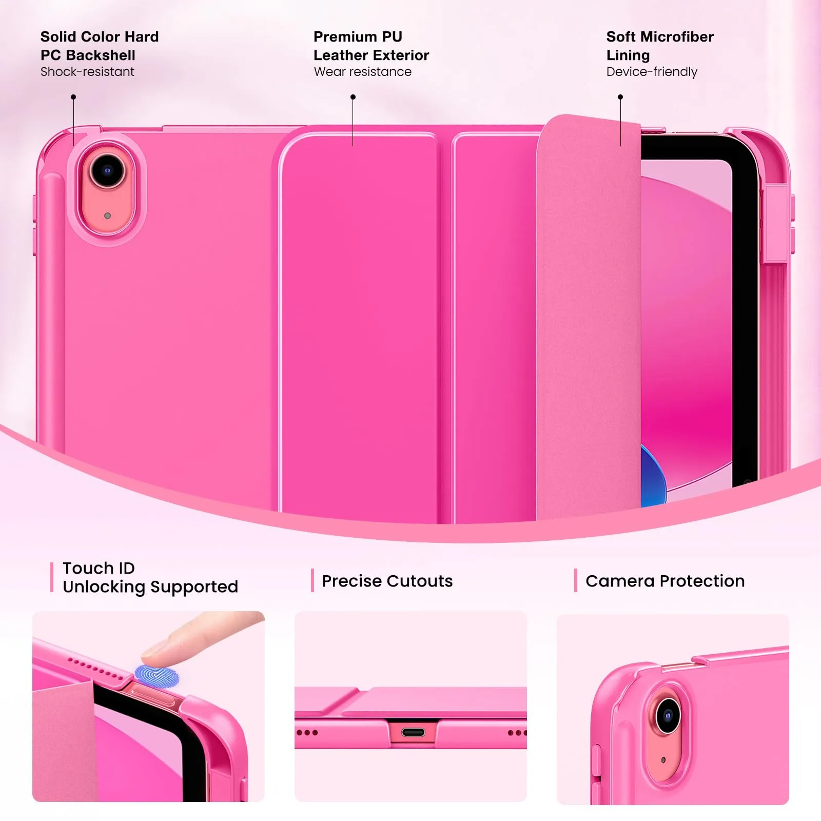 MoKo per iPad A16 11ª/10ª Generazione Custodia con Portapenne,Rosa Persiano - immagine 3