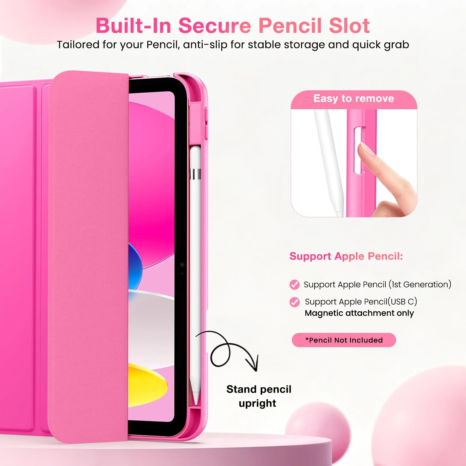 MoKo per iPad A16 11ª/10ª Generazione Custodia con Portapenne,Rosa Persiano - immagine 5