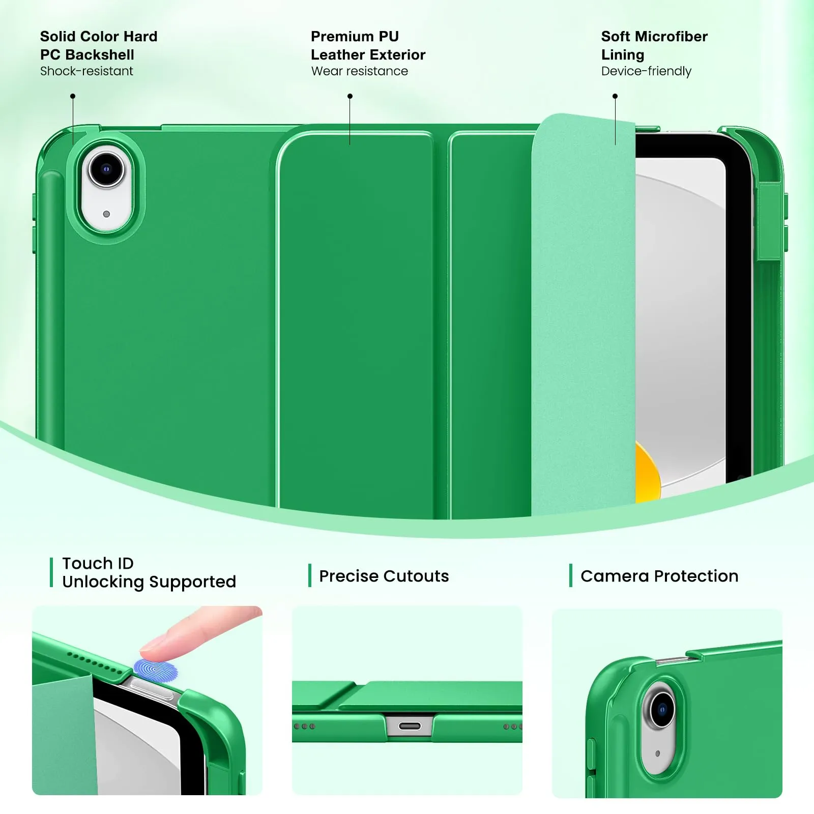 MoKo per iPad A16 11ª/10ª Generazione Custodia con Portapenne,Verde Foresta - immagine 3