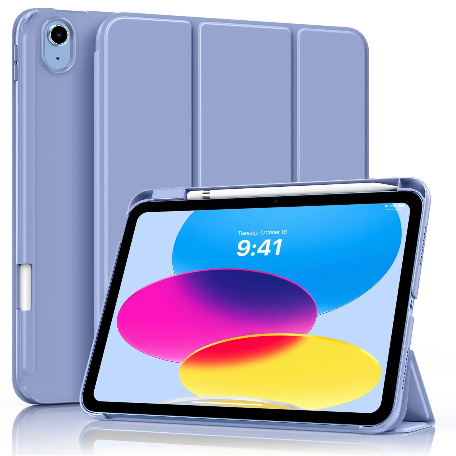 MoKo per iPad A16 11ª/10ª Generazione Custodia con Portapenne, Lavanda Viola - immagine 1