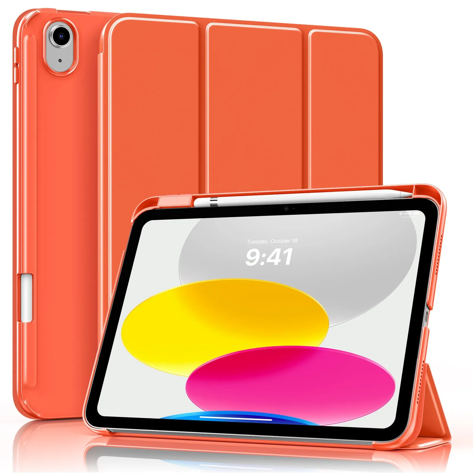 MoKo per iPad A16 11ª/10ª Generazione Custodia con Portapenne, Arancione - immagine 1