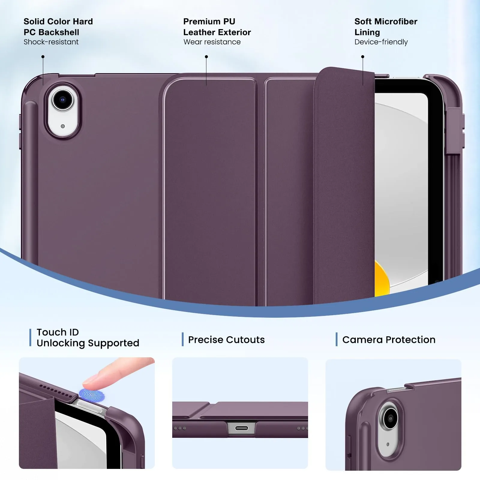 MoKo per iPad A16 11ª/10ª Generazione Custodia con Portapenne, Viola Scuro - immagine 3