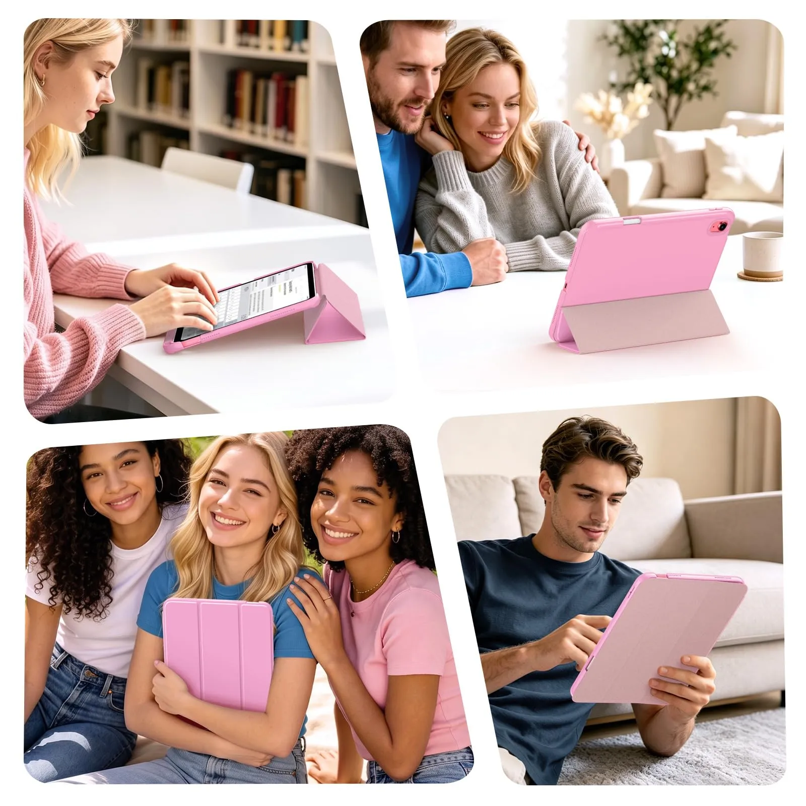 MoKo per iPad A16 11ª/10ª Generazione Custodia con Portapenne, Fiore Rosa - immagine 7