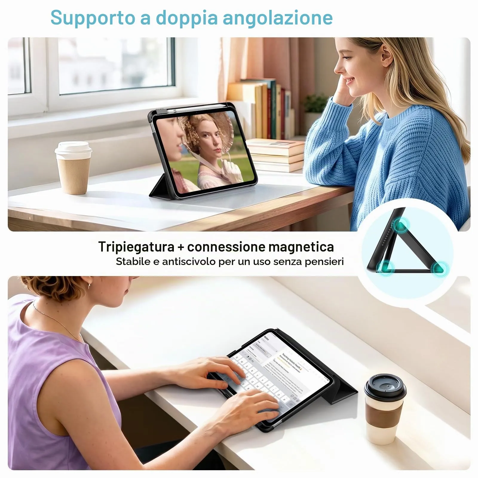 MoKo per iPad A16 11ª/10ª Generazione Custodia con Portapenne, Nero - immagine 4