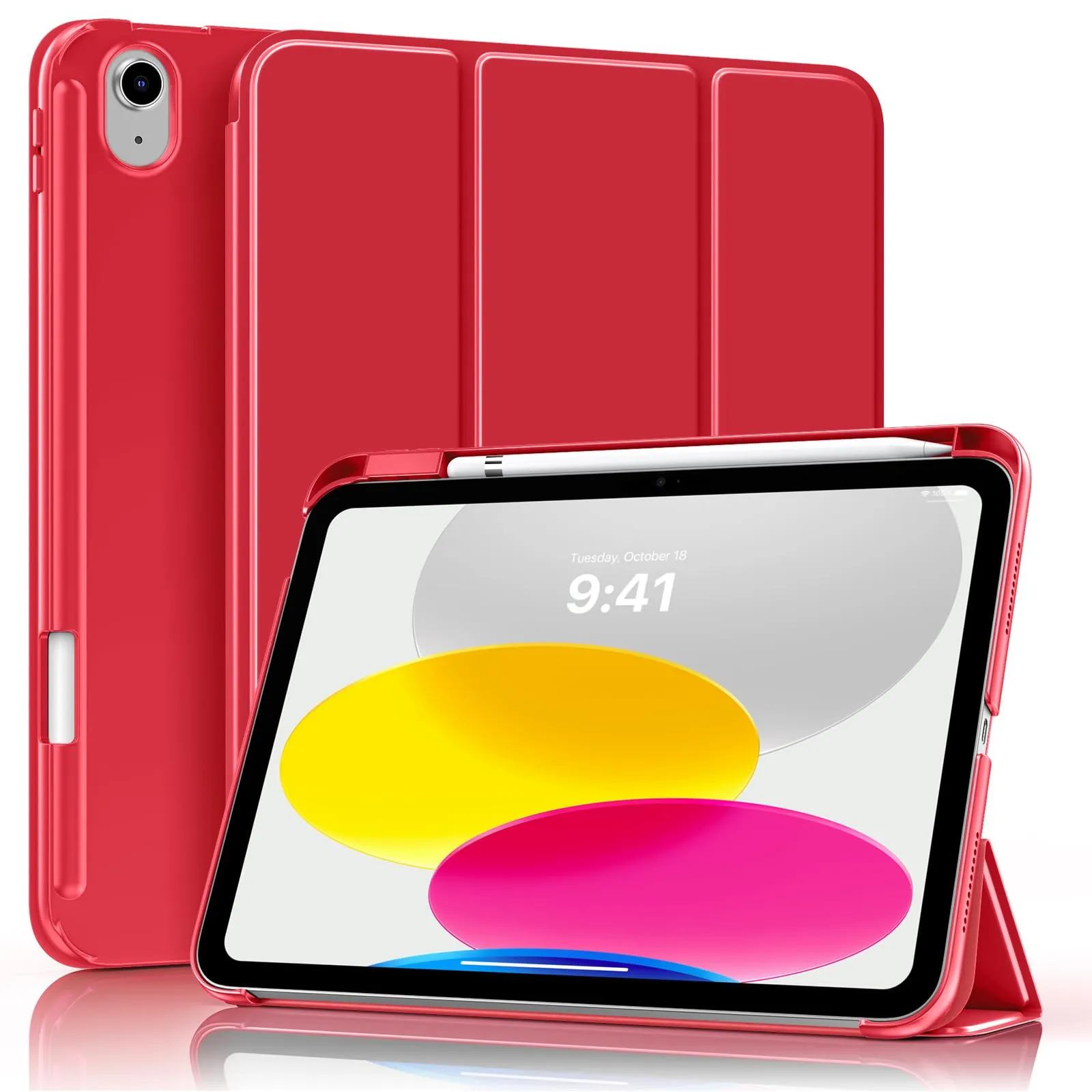 MoKo per iPad A16 11ª/10ª Generazione Custodia con Portapenne, Rosso - immagine 1