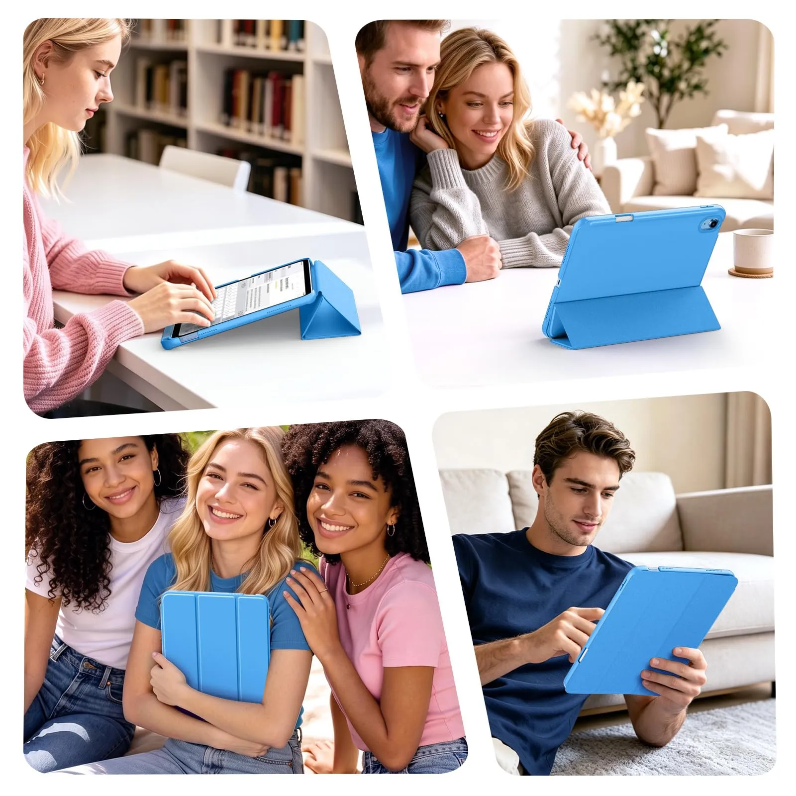 MoKo per iPad A16 11ª/10ª Generazione Custodia con Portapenne, Onda Blu - immagine 7