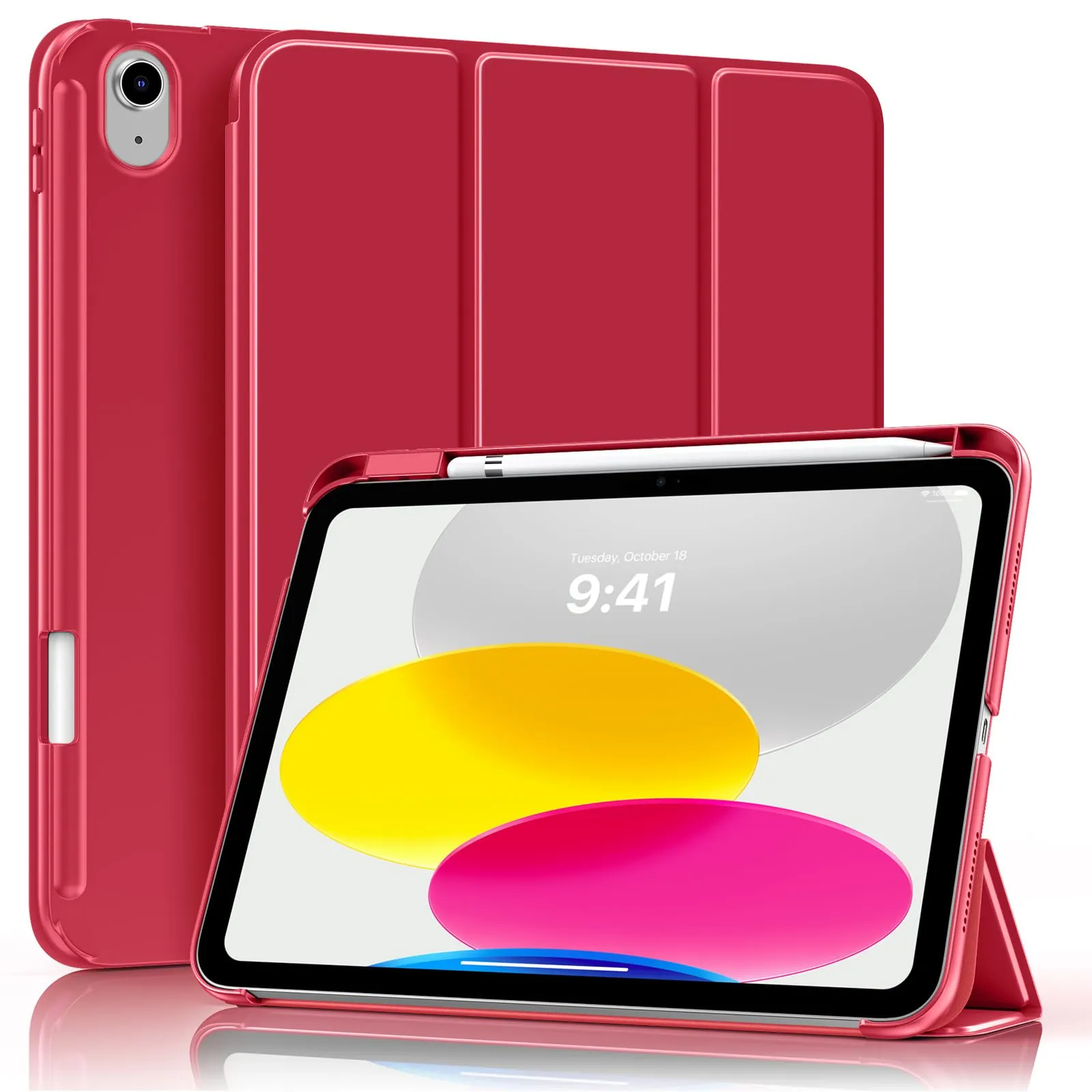 MoKo per iPad A16 11ª/10ª Generazione Custodia con Portapenne, Vino Rosso - immagine 1
