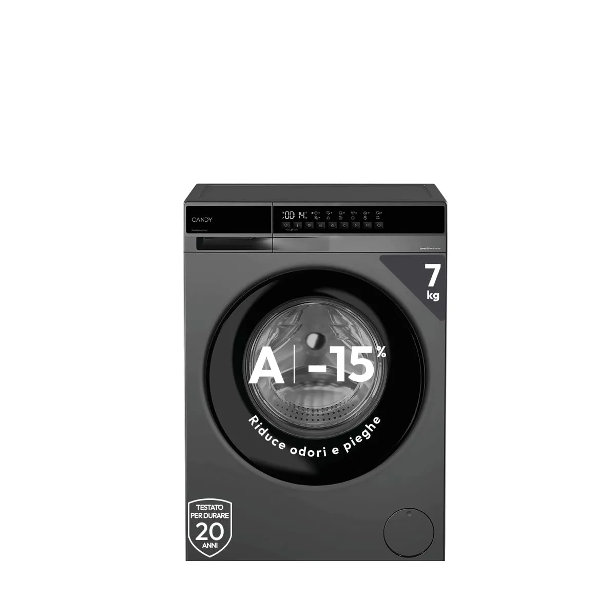 Candy Easy Pro Lavatrice Slim 7 Kg, Classe A-15%, Antracite - immagine 1
