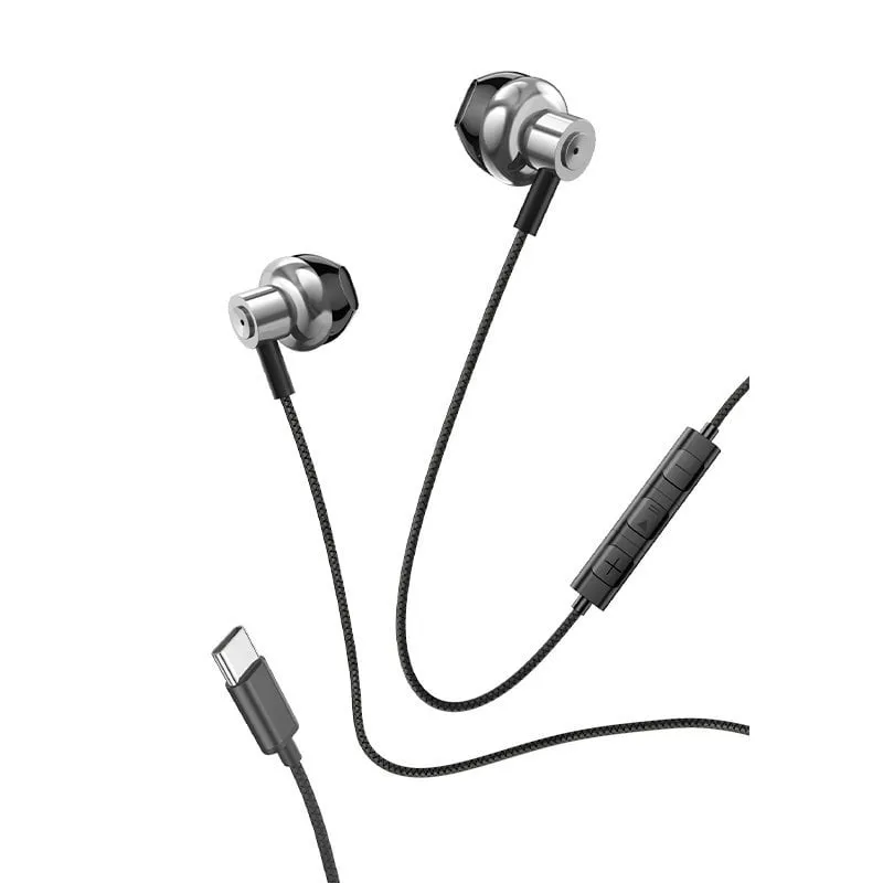 Cuffie stereo USB-C in metallo cool con microfono Argento - immagine 1