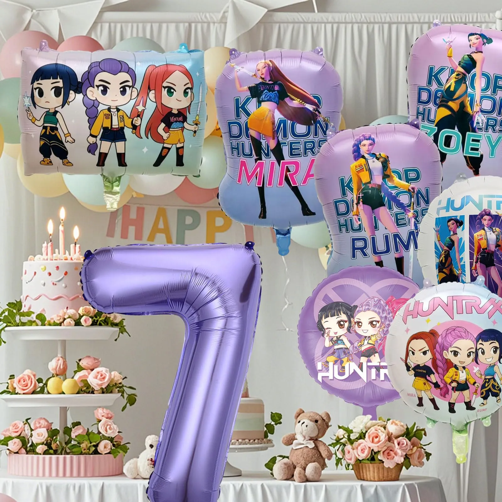 8pcs Kop Demo Huntr Palloncini in Alluminio per Elio, Decorazione Festiva per Compleanni e Feste per Bambini - immagine 3