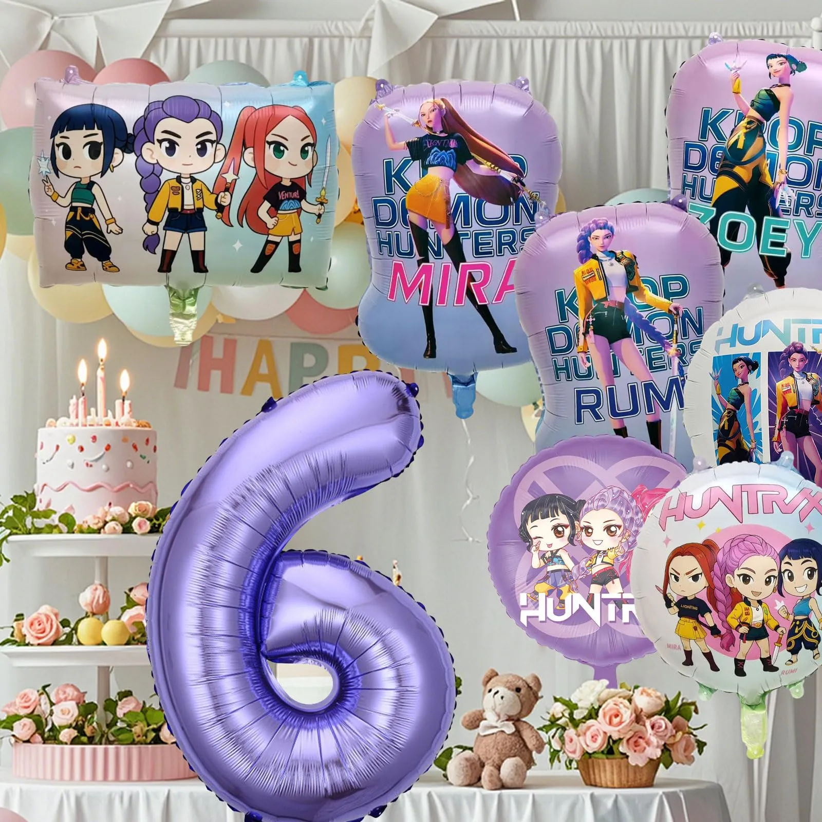 8pcs Kop Demo Huntr Palloncini in Alluminio per Elio, Decorazione Festiva per Compleanni e Feste per Bambini - immagine 3