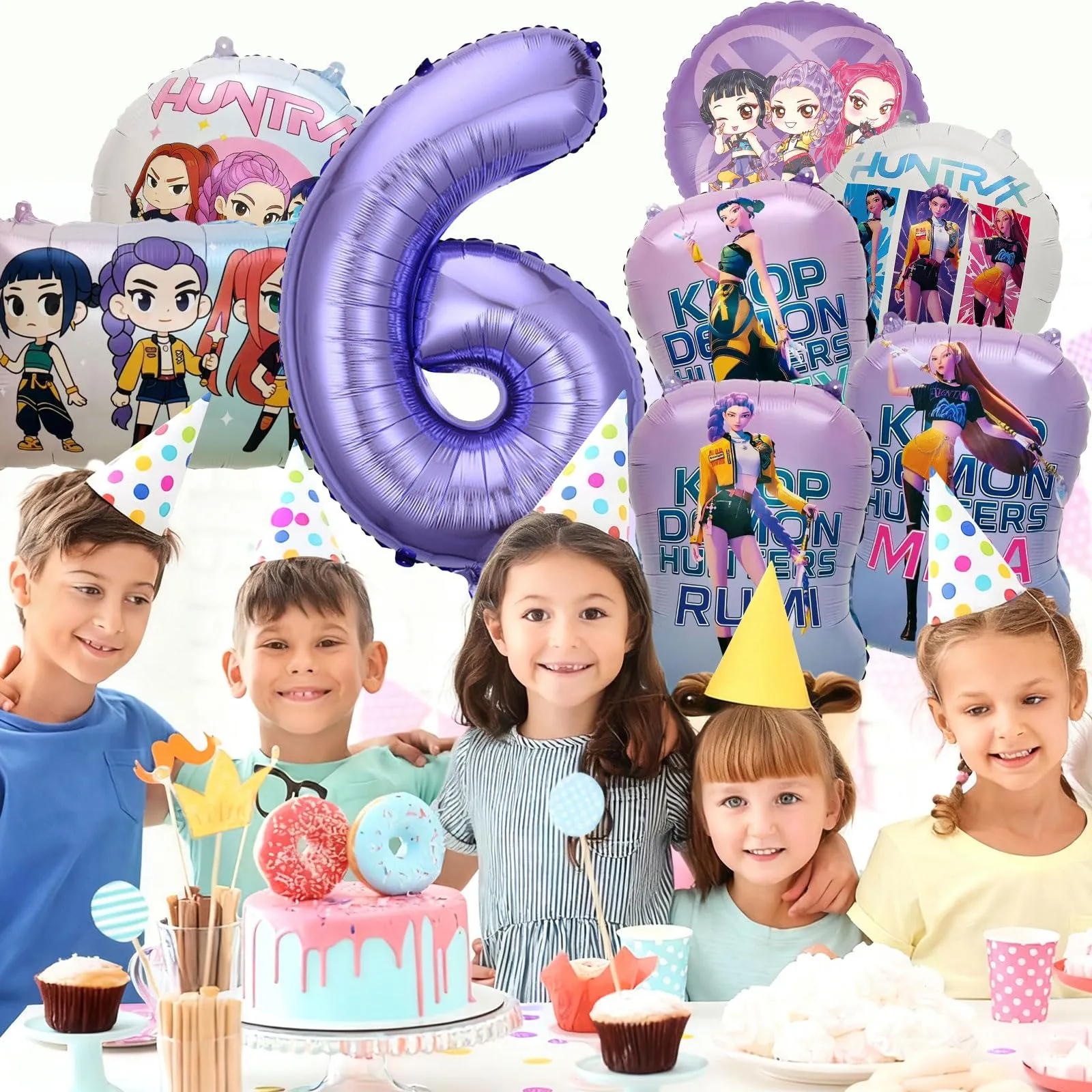 8pcs Kop Demo Huntr Palloncini in Alluminio per Elio, Decorazione Festiva per Compleanni e Feste per Bambini - immagine 5