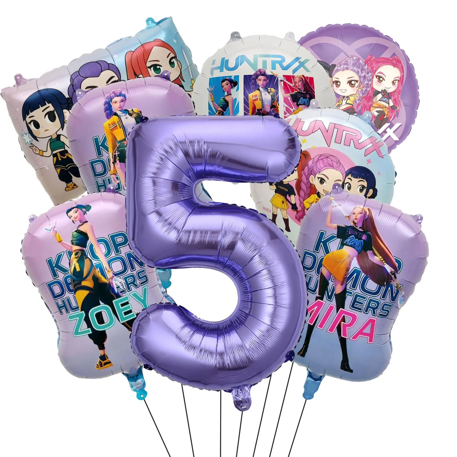 8pcs Kop Demo Huntr Palloncini in Alluminio per Elio, Decorazione Festiva per Compleanni e Feste per Bambini - immagine 1