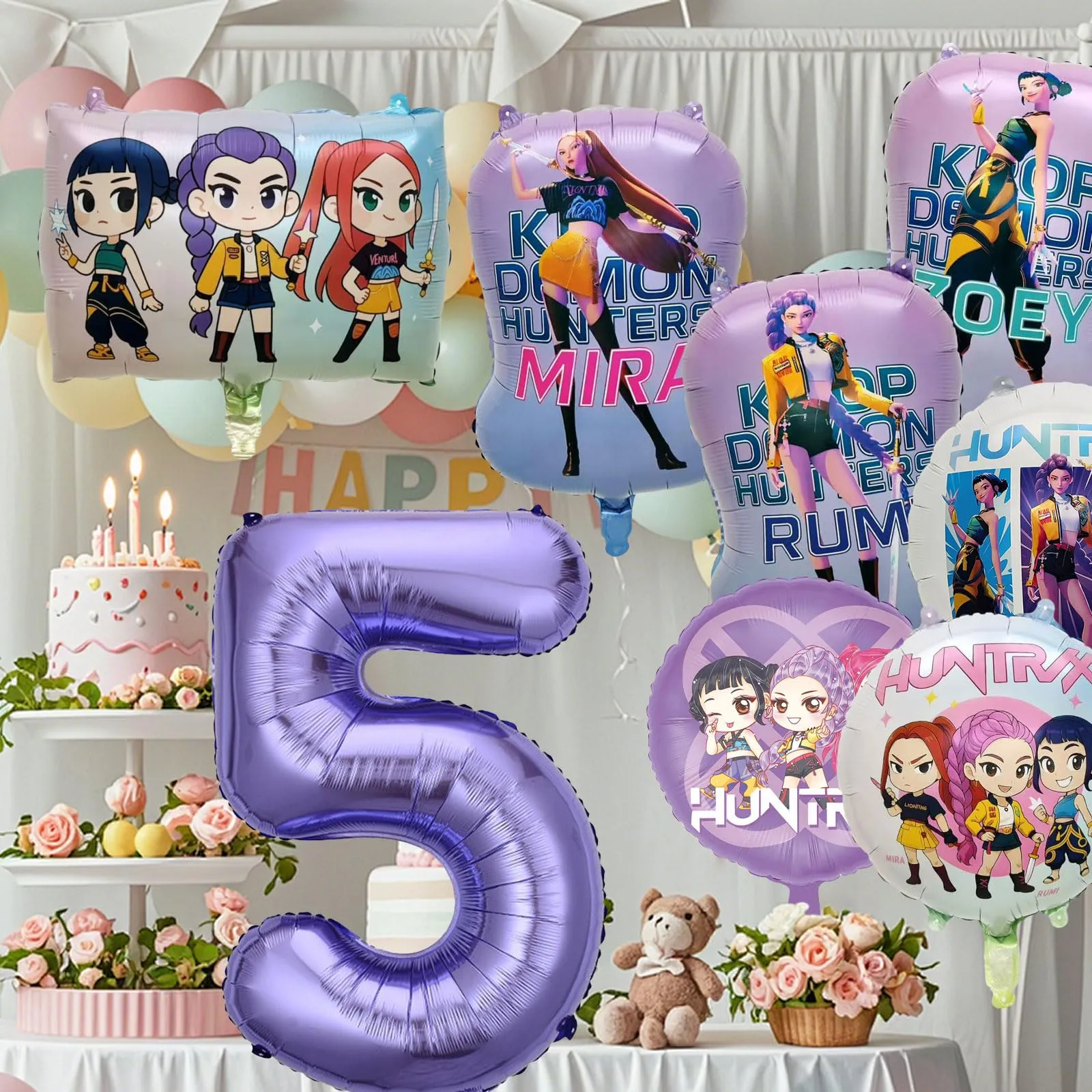 8pcs Kop Demo Huntr Palloncini in Alluminio per Elio, Decorazione Festiva per Compleanni e Feste per Bambini - immagine 3