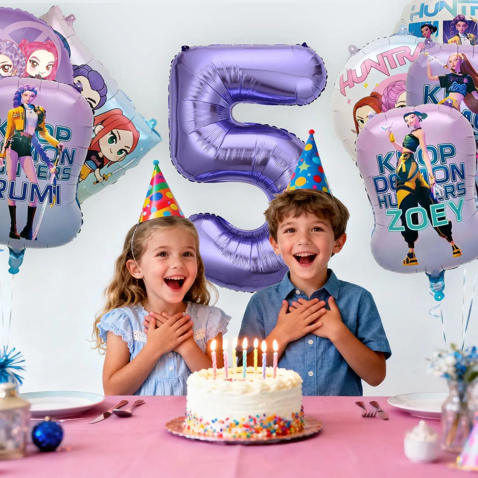 8pcs Kop Demo Huntr Palloncini in Alluminio per Elio, Decorazione Festiva per Compleanni e Feste per Bambini - immagine 5