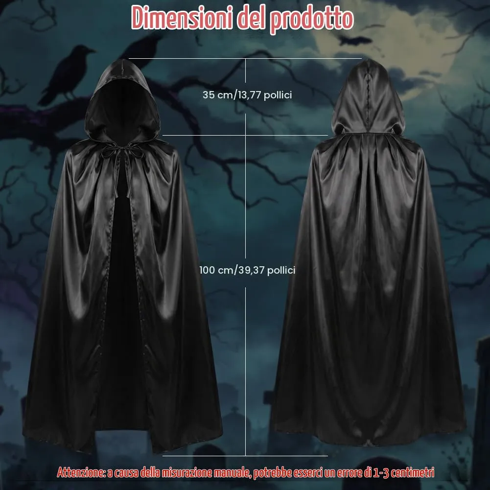 AUYAO Costume di Wizard, Set di 8 Costumi da Mago con Mantello Occhiali Sciarpa Cravatta 4 Adesivo Vestire, Kit Cosplay Mago Magico per Bambini Adulto, per Halloween Carnevale Feste - immagine 2