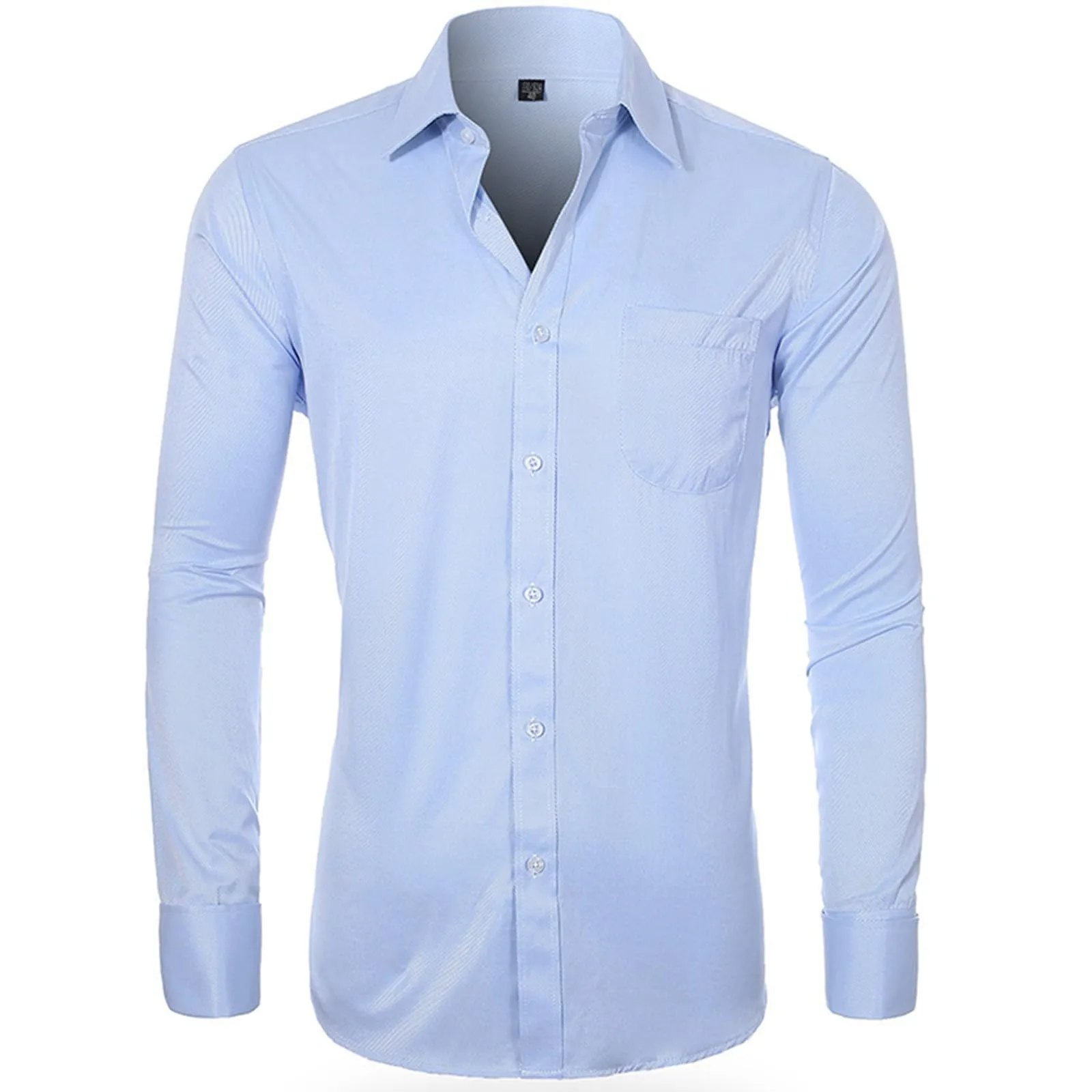 NaLatia Camicia Uomo Manica Lunga No Stiro Elasticizzata Elegante Camicia Che Non Si Stropiccia Uomo con Bottoni Antigrinza Taglio Regolare Formale da Ufficio con Tasca - immagine 2