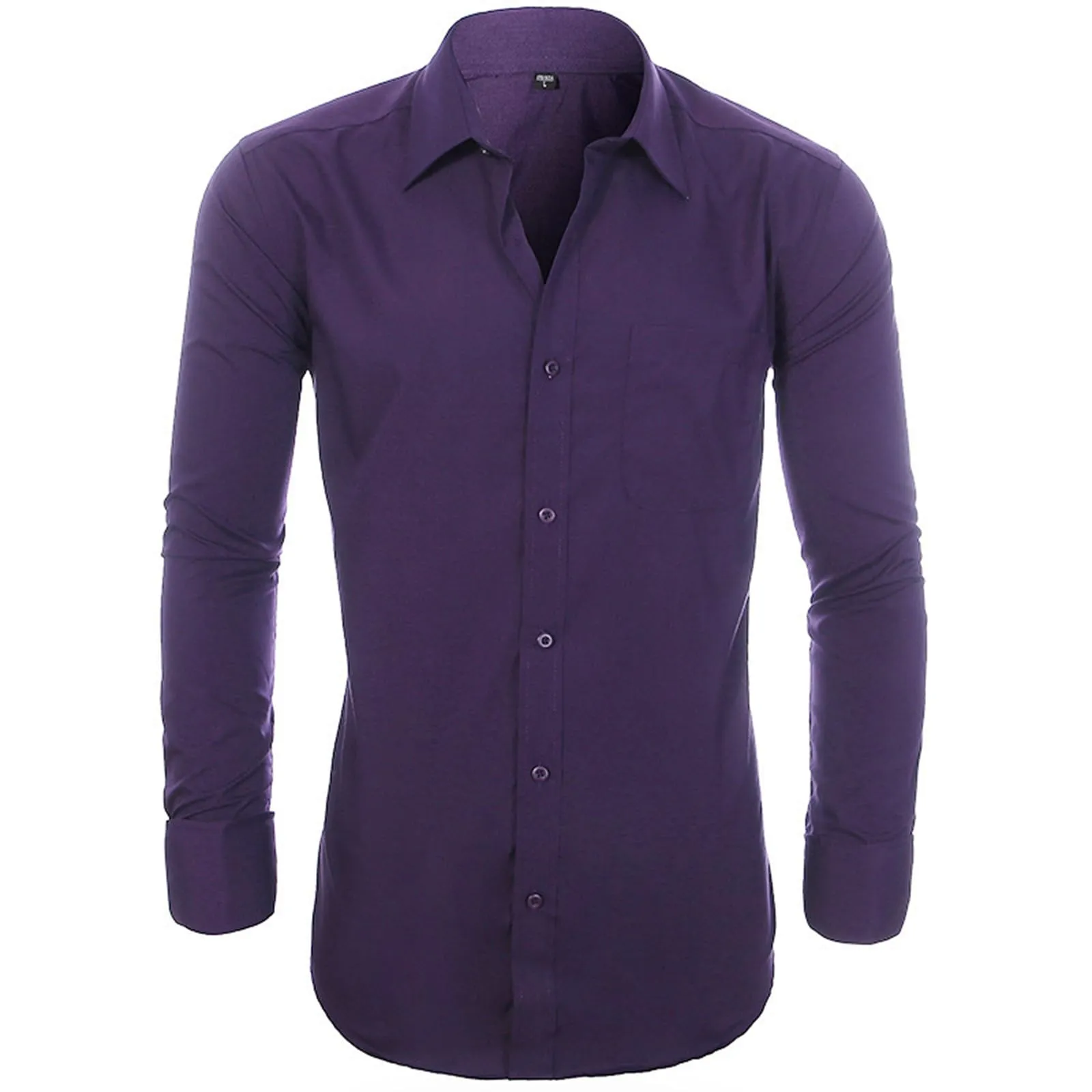 NaLatia Camicia Uomo Manica Lunga No Stiro Elasticizzata Elegante Camicia Che Non Si Stropiccia Uomo con Bottoni Antigrinza Taglio Regolare Formale da Ufficio con Tasca - immagine 3