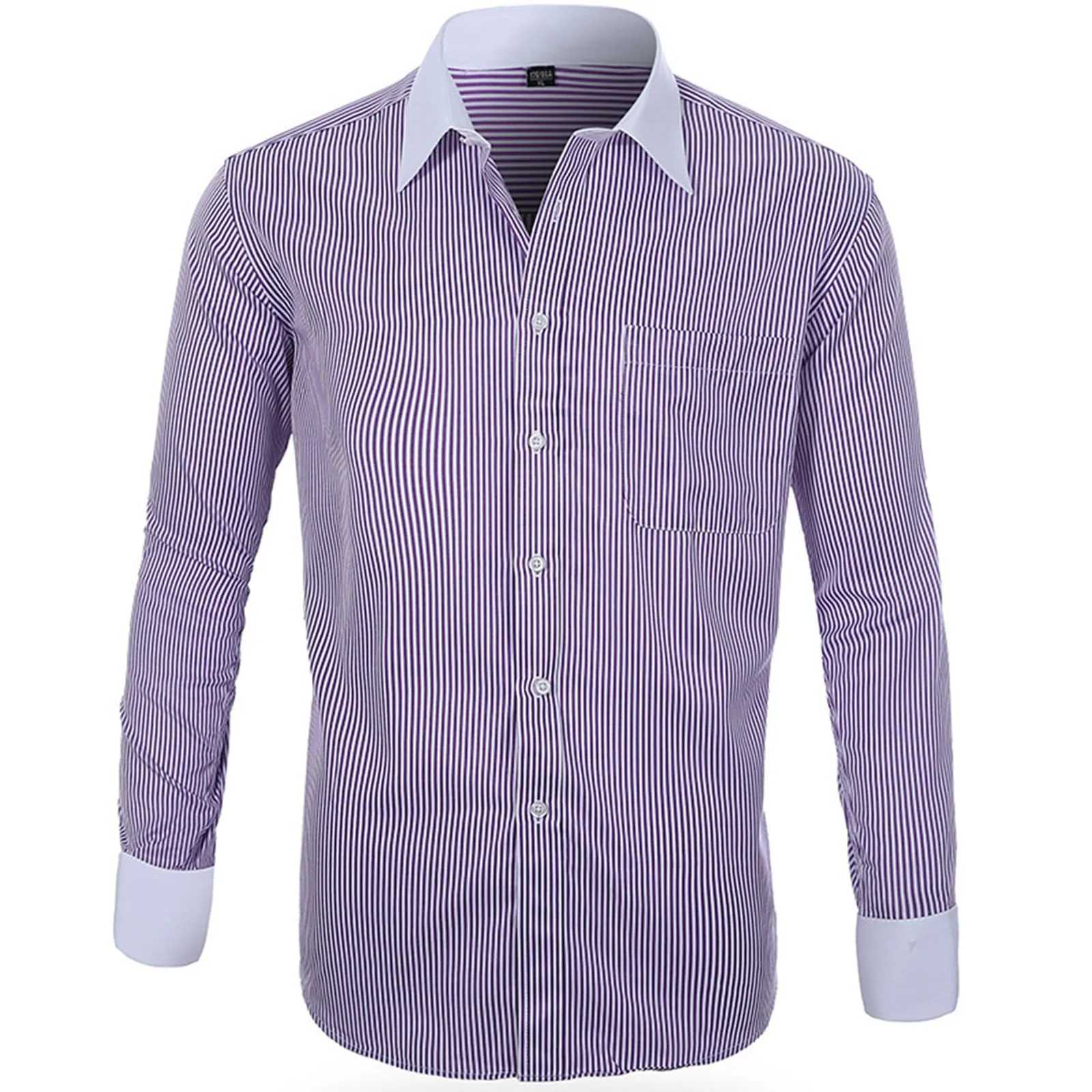 NaLatia Camicia Uomo Manica Lunga No Stiro Elasticizzata Elegante Camicia che non si Stropiccia Uomo con Bottoni Antigrinza Taglio Regolare Formale da Ufficio con Tasca - immagine 3
