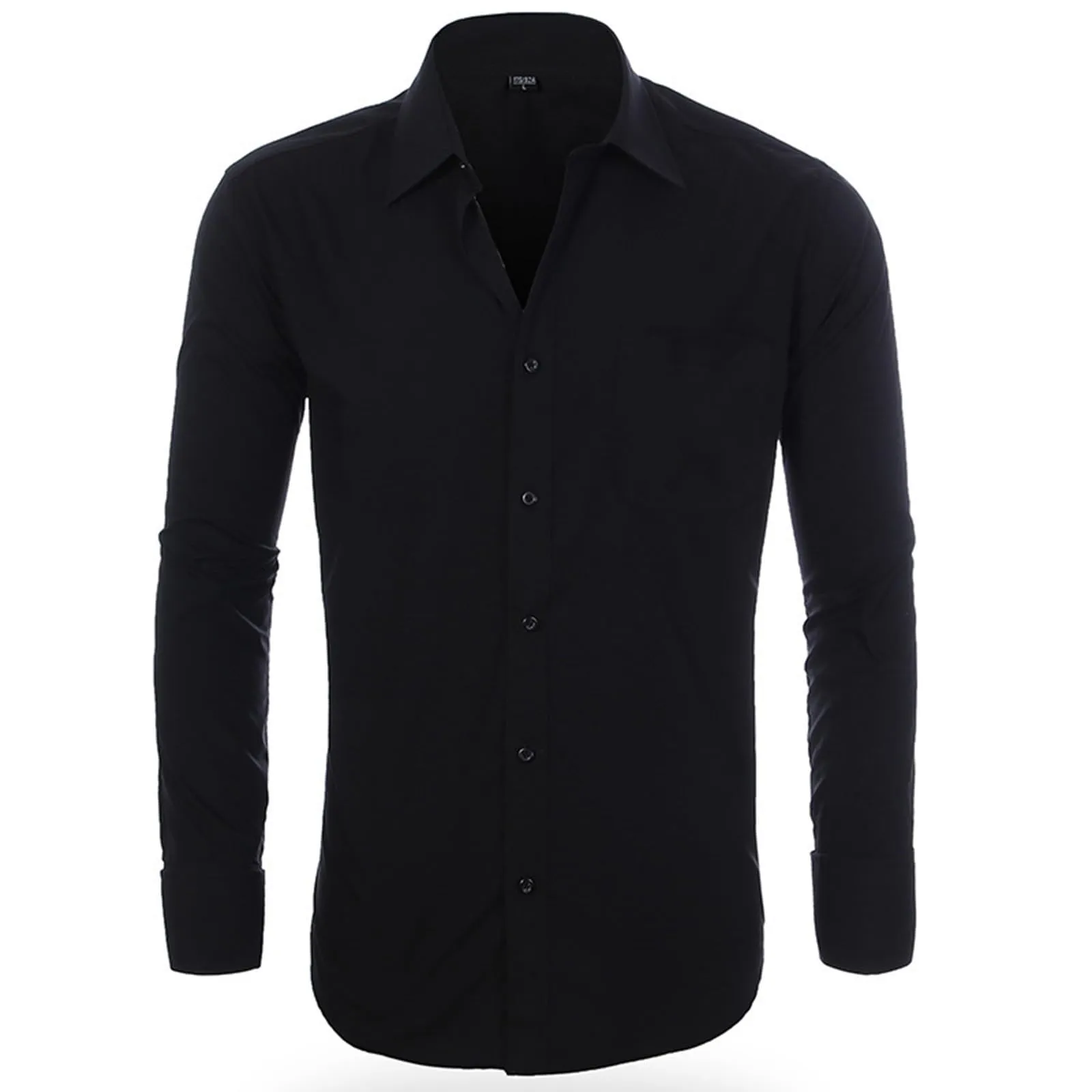 NaLatia Camicia Uomo Manica Lunga No Stiro Elasticizzata Elegante Camicia Che Non Si Stropiccia Uomo con Bottoni Antigrinza Taglio Regolare Formale da Ufficio con Tasca - immagine 2