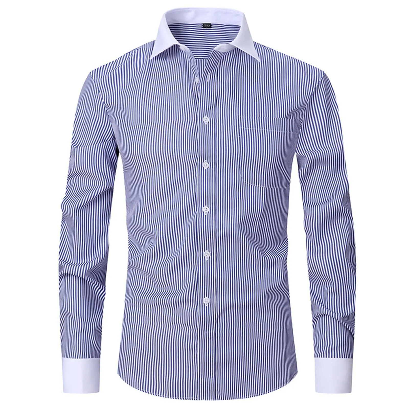 NaLatia Camicia Uomo Manica Lunga No Stiro Elasticizzata Elegante Camicia Che Non Si Stropiccia Uomo con Bottoni Antigrinza Taglio Regolare Formale da Ufficio con Tasca - immagine 3