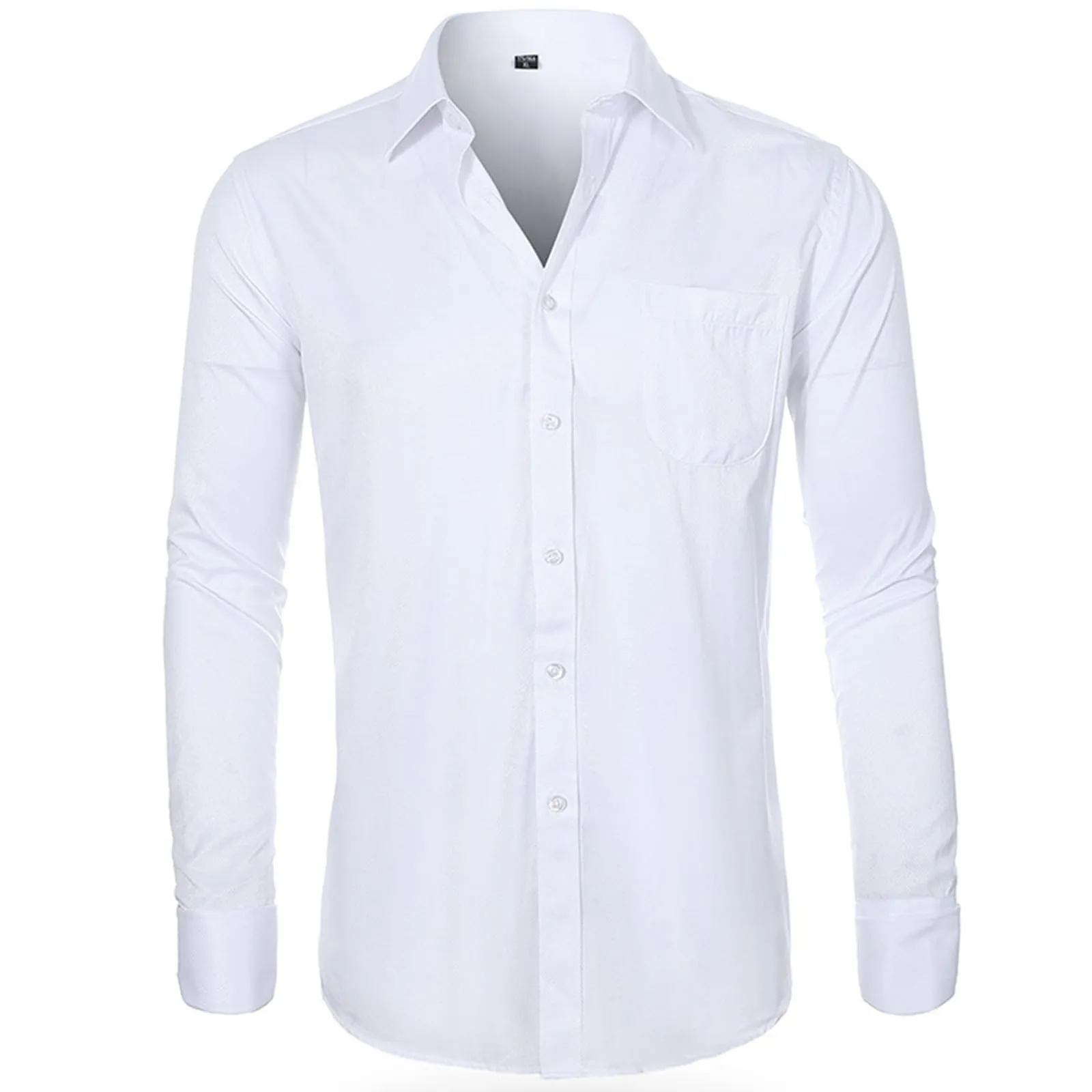 NaLatia Camicia Uomo Manica Lunga No Stiro Elasticizzata Elegante Camicia Che Non Si Stropiccia Uomo con Bottoni Antigrinza Taglio Regolare Formale da Ufficio con Tasca - immagine 3