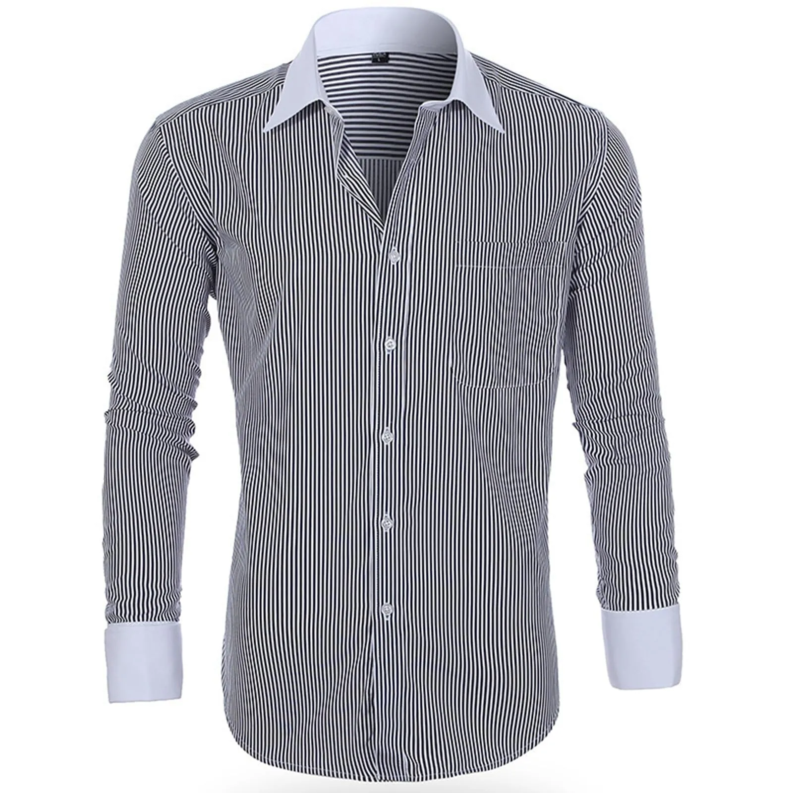NaLatia Camicia Uomo Manica Lunga No Stiro Elasticizzata Elegante Camicia Che Non Si Stropiccia Uomo con Bottoni Antigrinza Taglio Regolare Formale da Ufficio con Tasca - immagine 3