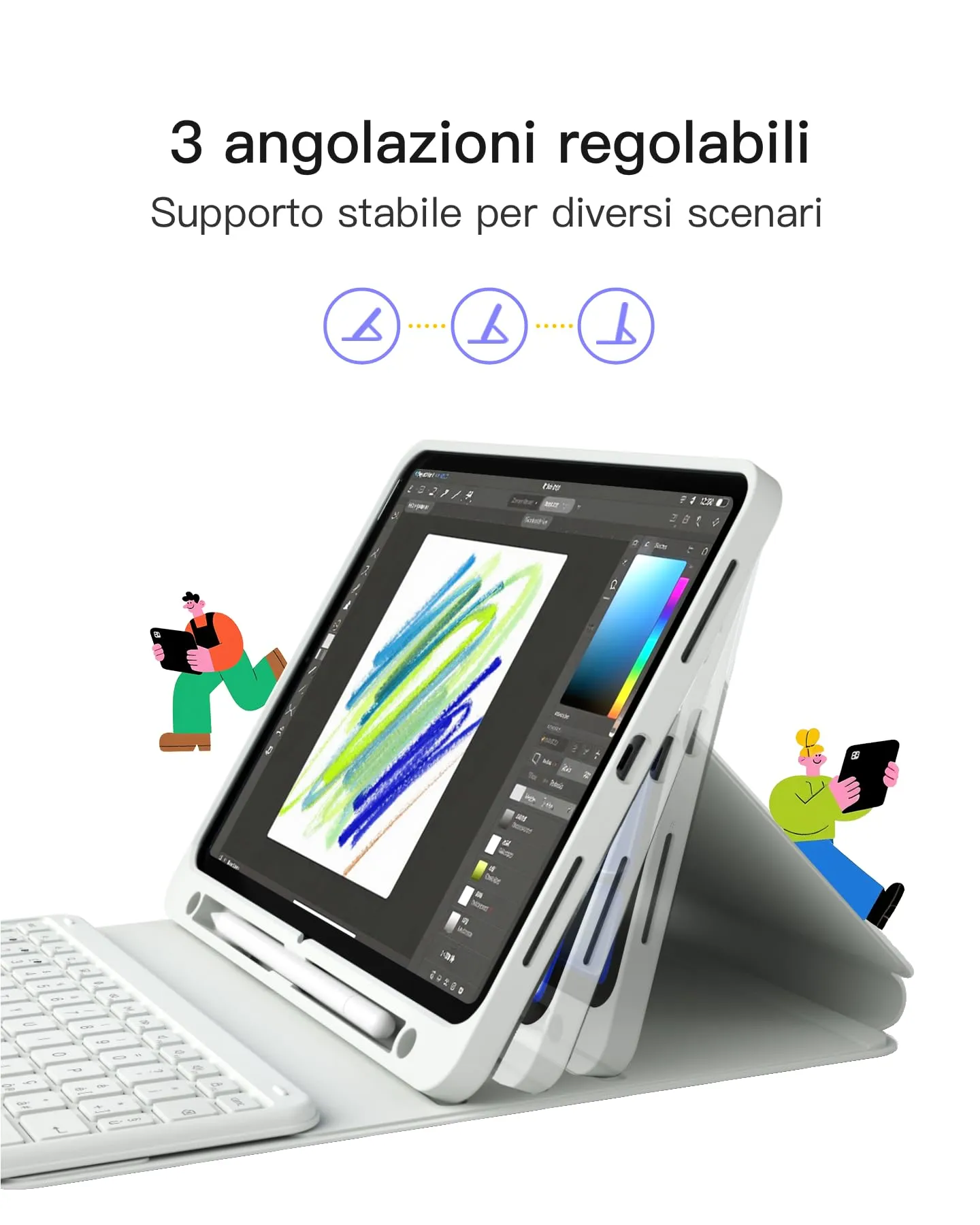 Inateck Custodia Tastiera iPad A16/10a Gen, Bluetooth 3 Canali - immagine 4