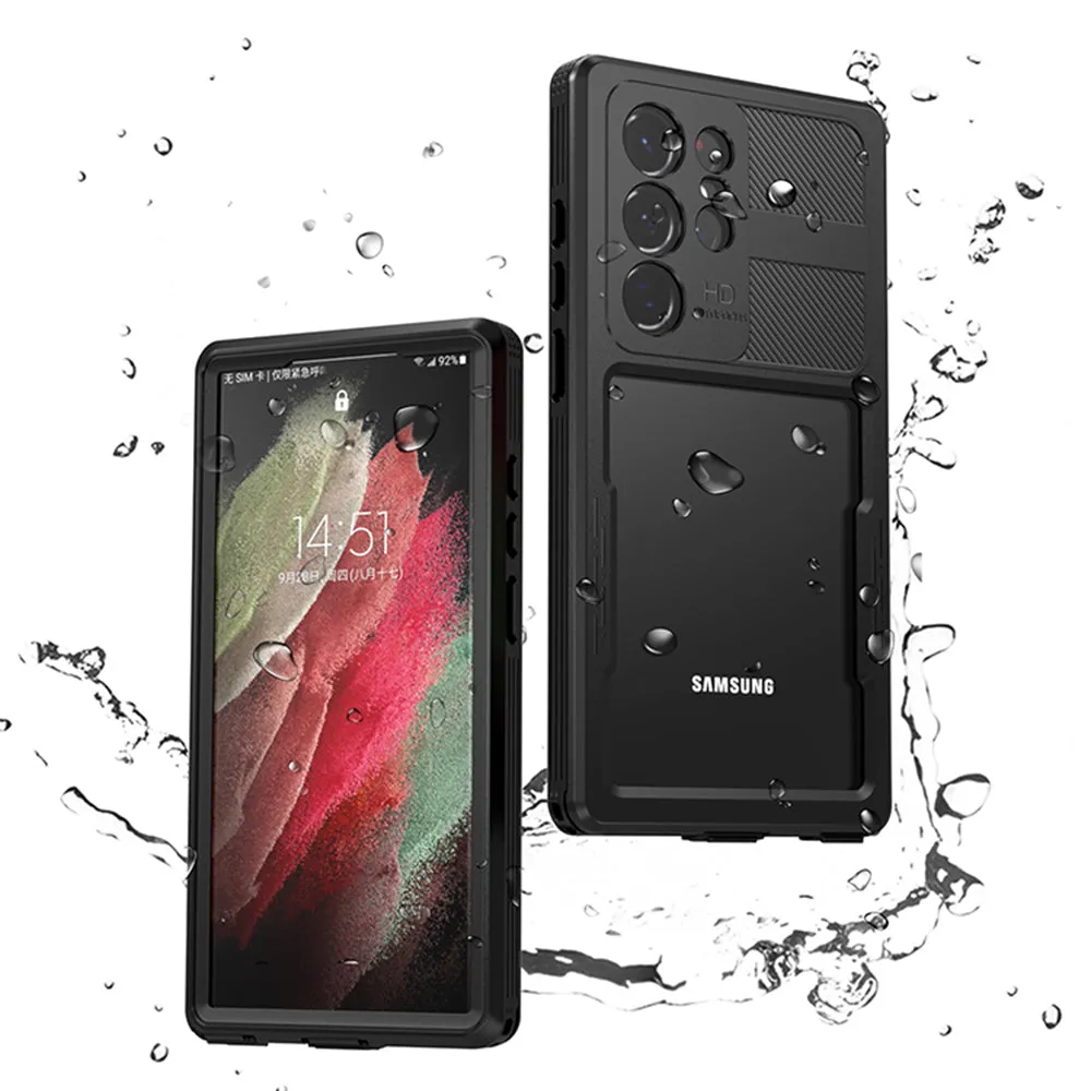 Custodia Waterproof per Samsung Galaxy S23 Ultra S918, ShellBox, Nera - immagine 1