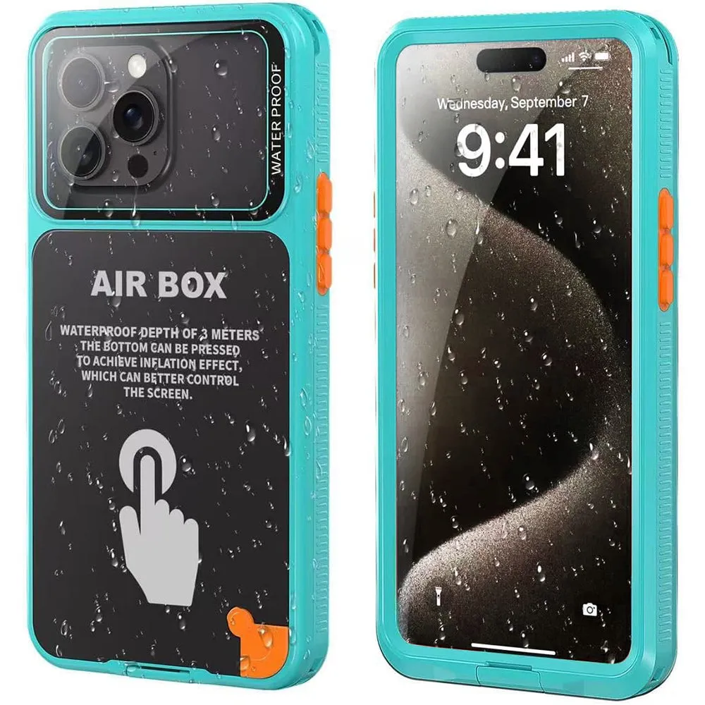 Custodia Waterproof IP68 per Apple iPhone 16 Plus / 16 Pro Max / 15 Plus / 15 Pro Max / 14 Pro Max, ShellBox, AirBox, Blu - immagine 1