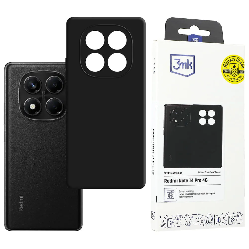 Custodia per Xiaomi Redmi Note 14 Pro 4G, 3MK, Nera Opaca - immagine 1