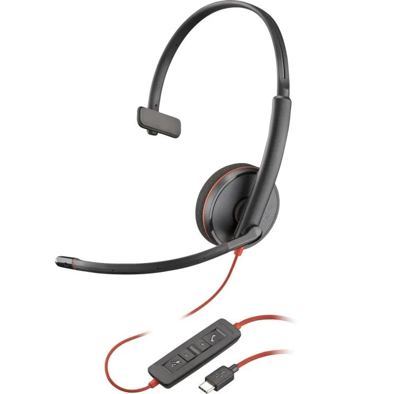 Cuffie monofoniche USB-C Poly Blackwire 3210 + adattatore USB-C/A - immagine 1