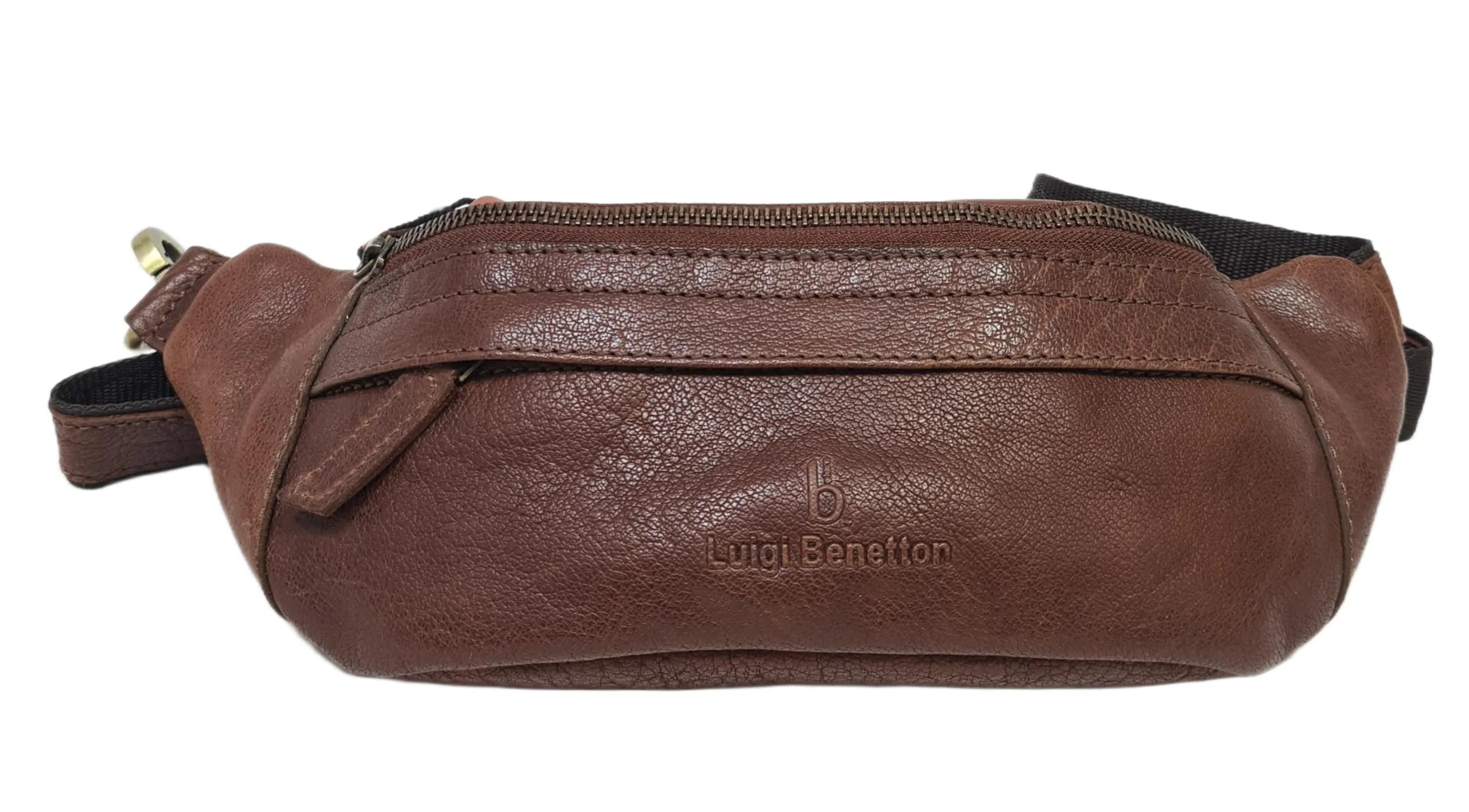 Luigi Benetton Marsupio Uomo 100% Pelle Bovina con Tasche Frontale e Posteriore con Zip, Cintura Regolabile, Dimensioni 30x10x8,5 cm, Marrone Chiaro - immagine 5