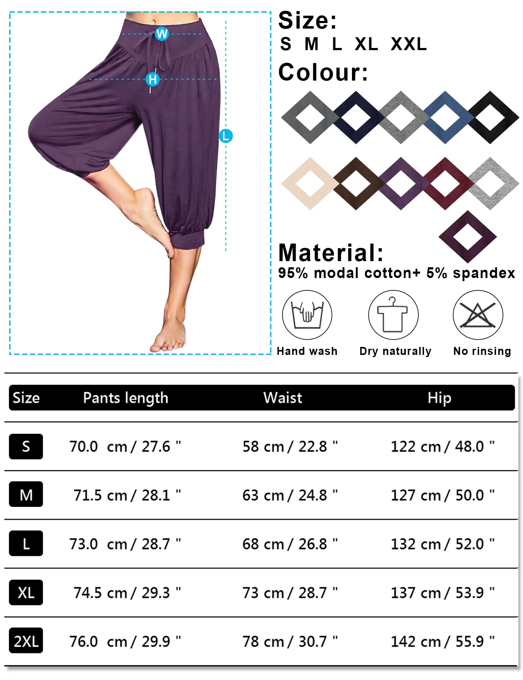 Terecey Pantaloni Harem Donna Modale Vita Alta Coulisse Gamba Ampia - immagine 6