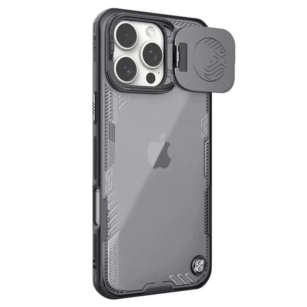 Custodia per Apple iPhone 16 Pro, Nillkin, Iceblade Prop senza ritaglio per fotocamera, Nera - immagine 1