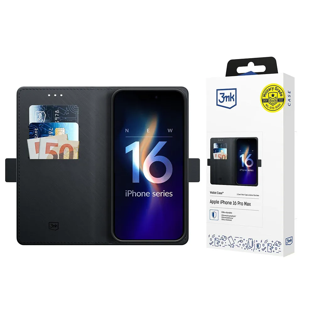 Custodia per Apple iPhone 16 Pro Max, 3MK, Wallet, Nera - immagine 1