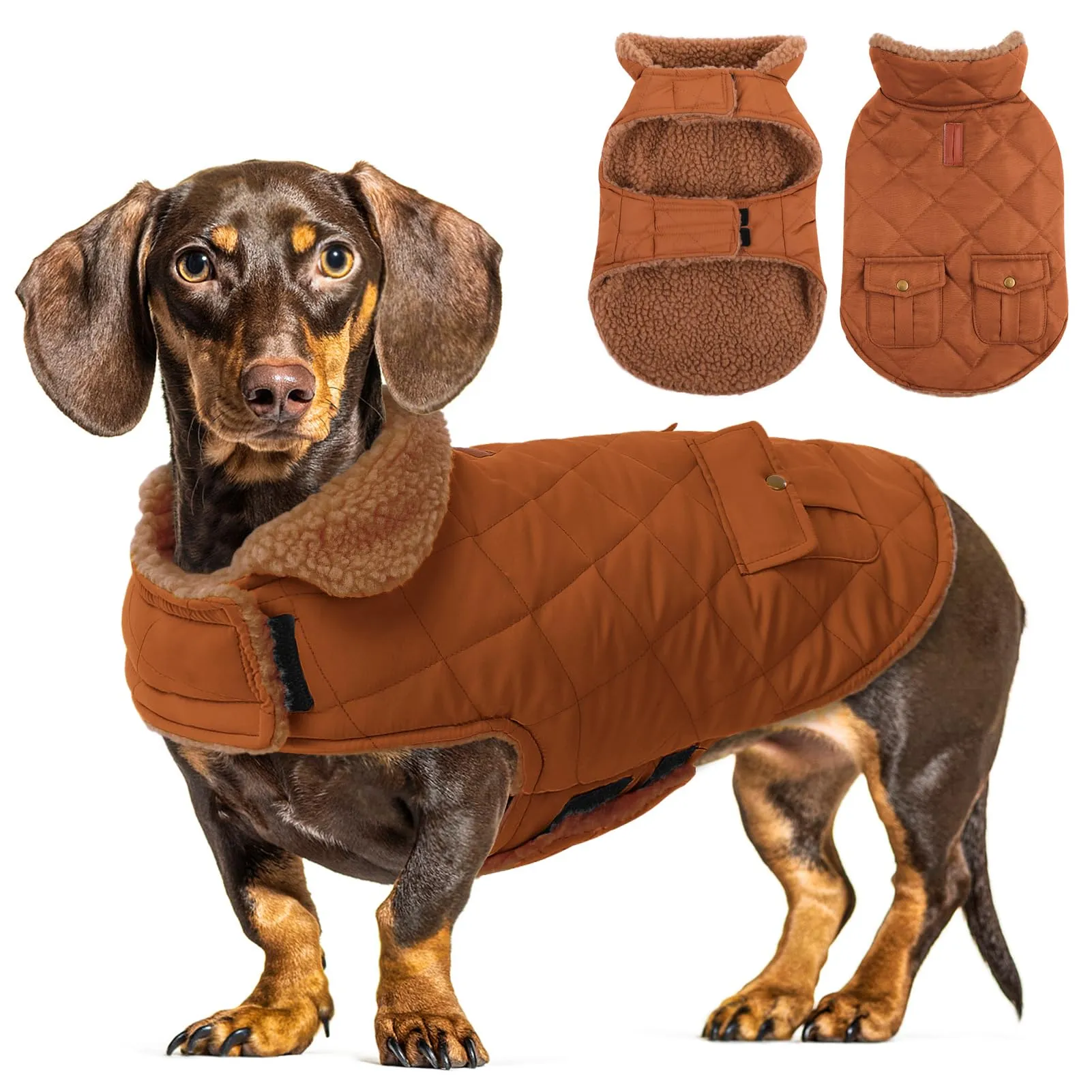 CITÉTOILE Gilet Termico Invernale per Cani in Lana Spessa Marrone XL - immagine 1