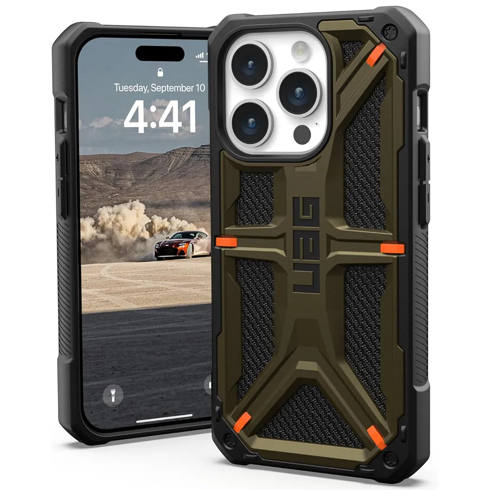 Custodia per Apple iPhone 15 Pro, Urban Armor Gear, Monarch Kevlar, Verde - immagine 1