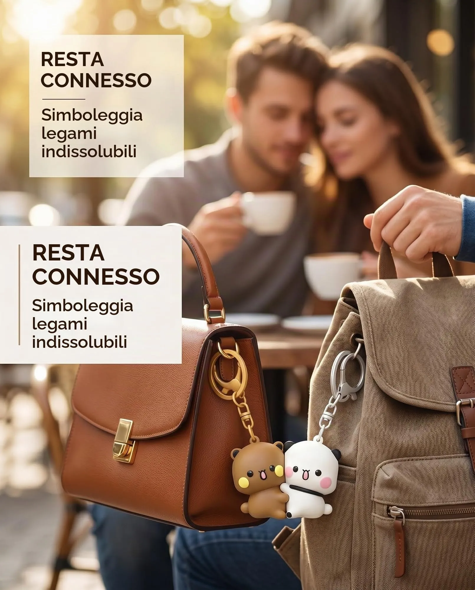 TBCDS Set da 2 Pz Portachiavi Magnetici Coppia, Attacco Magnete Antiperdita, Simbolo Connessione Emotiva come Regalo Idea per Partner e Amici per Borsa - immagine 3