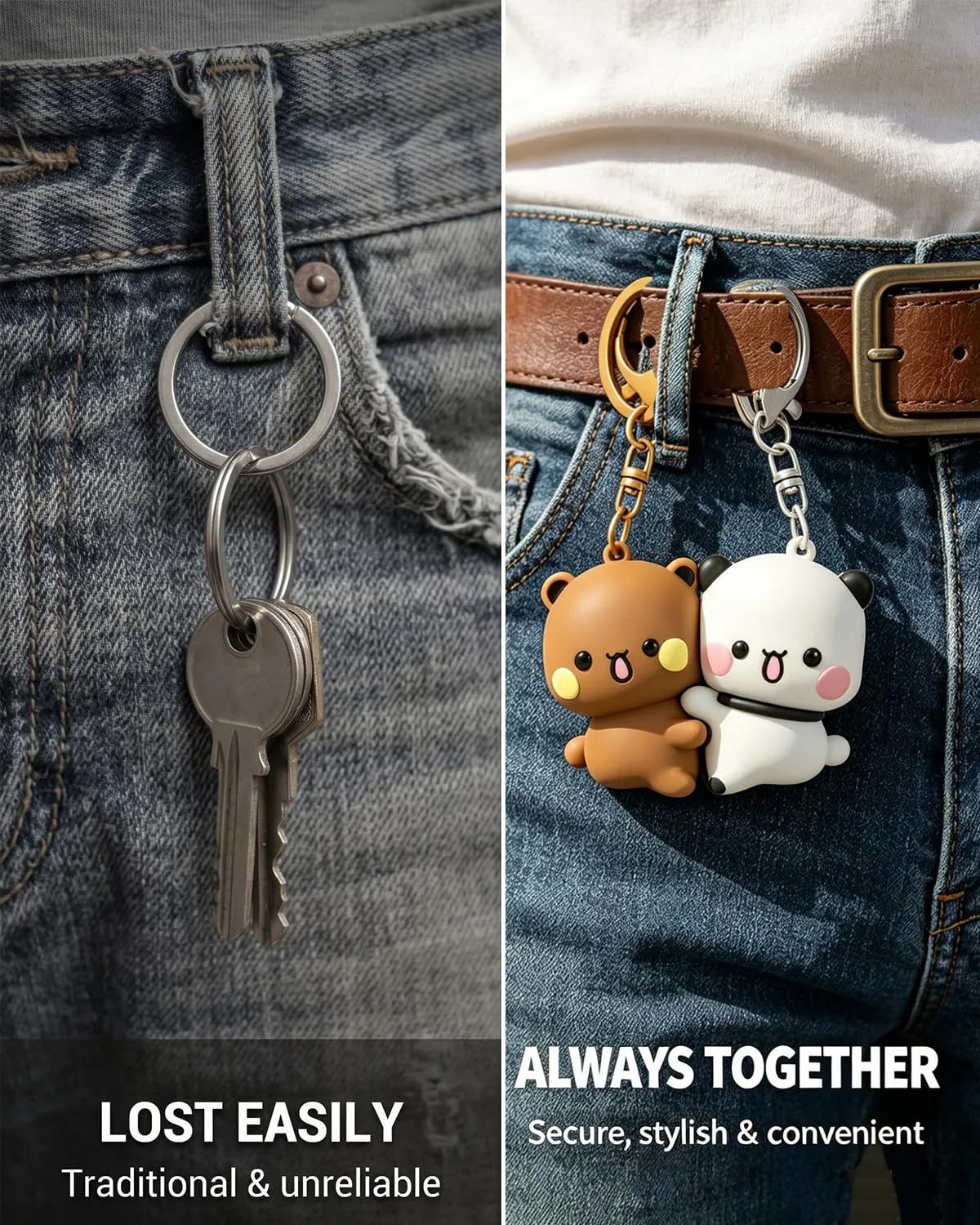 TBCDS Set da 2 Pz Portachiavi Magnetici Coppia, Attacco Magnete Antiperdita, Simbolo Connessione Emotiva come Regalo Idea per Partner e Amici per Borsa - immagine 6