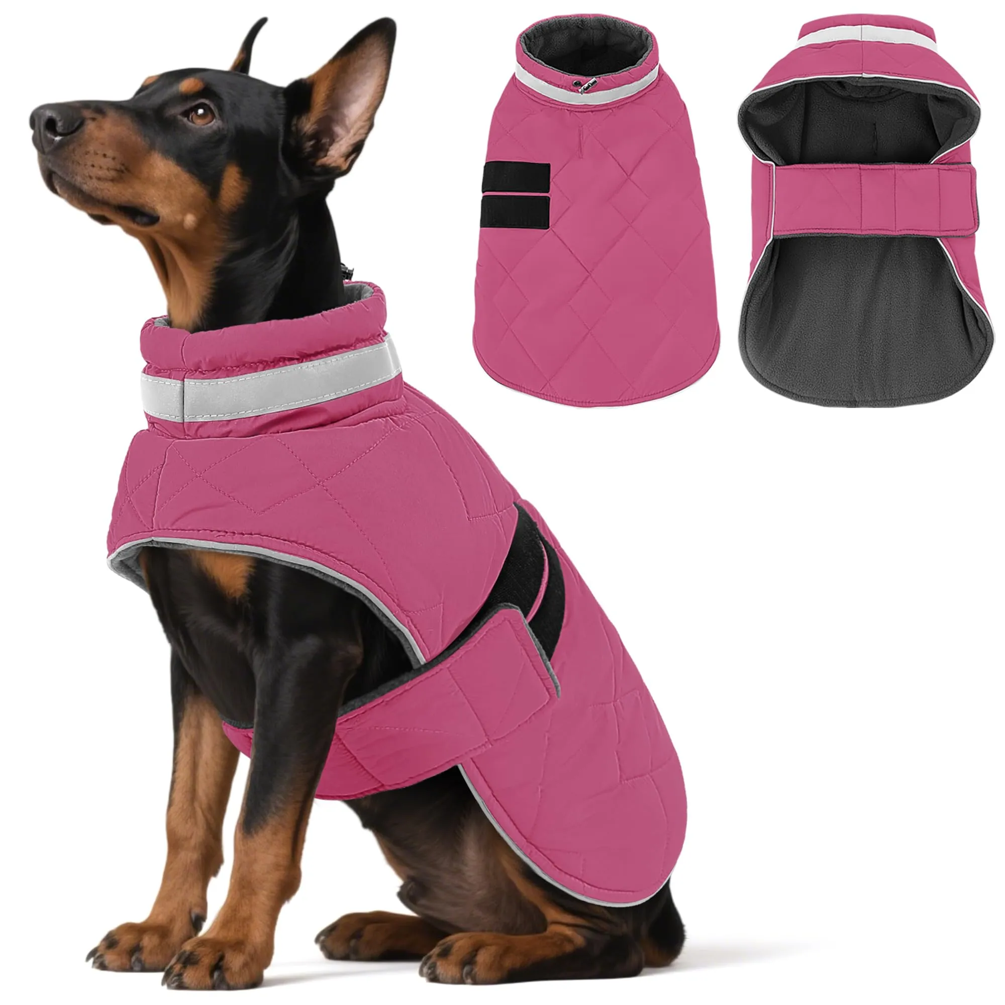 ASENKU Cappotto Impermeabile L per Cane, Giacca Invernale Calda con Riflettenti, Regolabile, Apertura Collare, Gilet Invernale per Per Bulldog Francese, Cocker, Border Collie per Giorni Piovosi - immagine 1