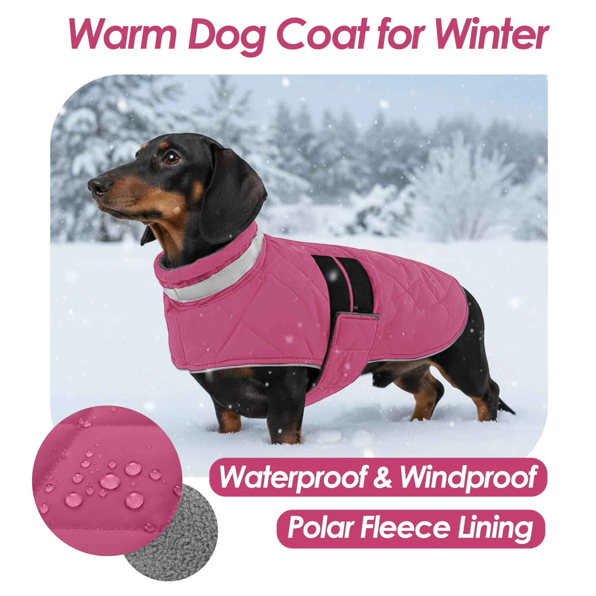 ASENKU Cappotto Impermeabile L per Cane, Giacca Invernale Calda con Riflettenti, Regolabile, Apertura Collare, Gilet Invernale per Per Bulldog Francese, Cocker, Border Collie per Giorni Piovosi - immagine 3