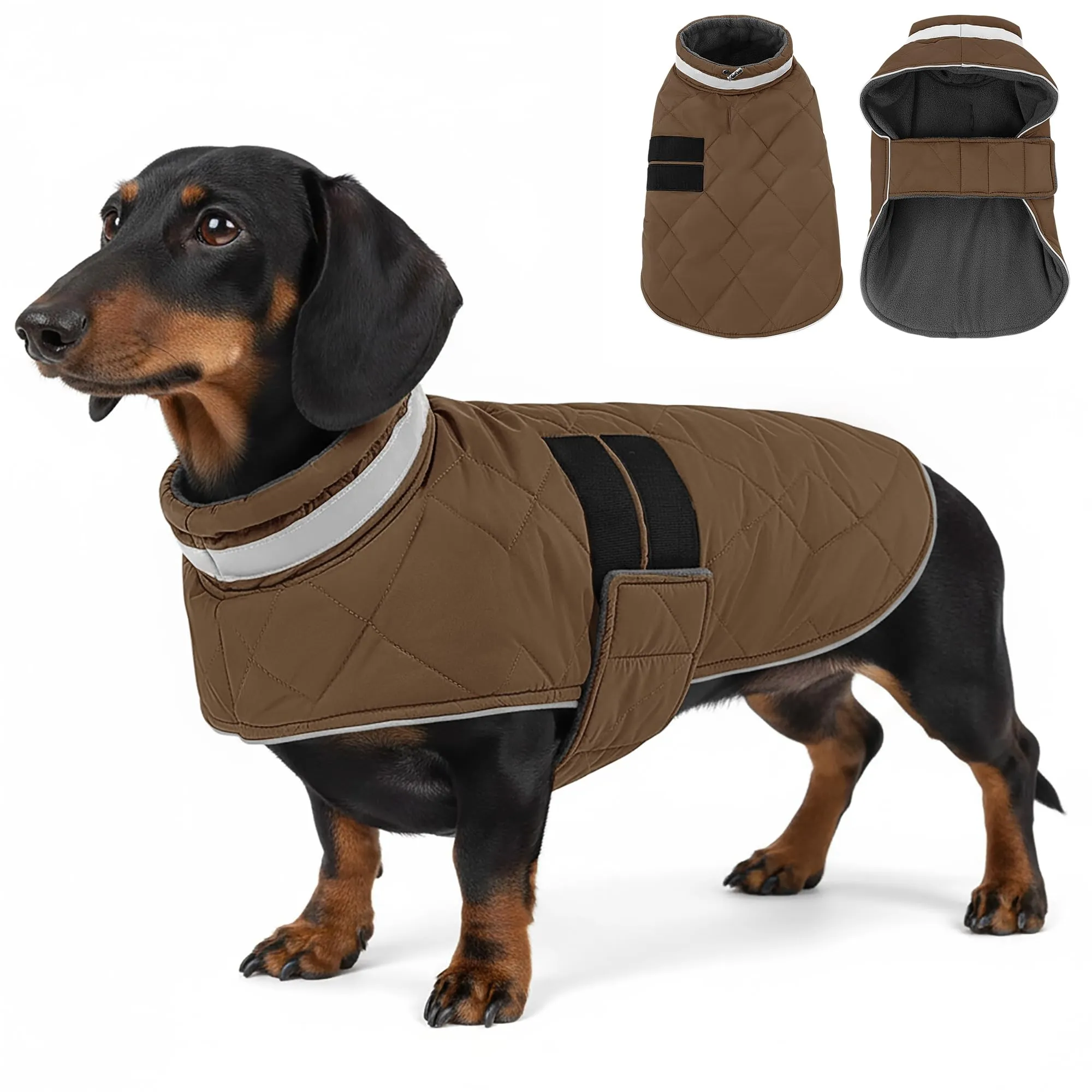 ASENKU Cappotto Invernale Cane M per Taglia Media, Giacca Impermeabile Antivento Riflettente, Fodera in Pile Calda, Velcro Regolabile, Apertura Collare – Per Beagle, Bassotto, Cavalier King - immagine 1