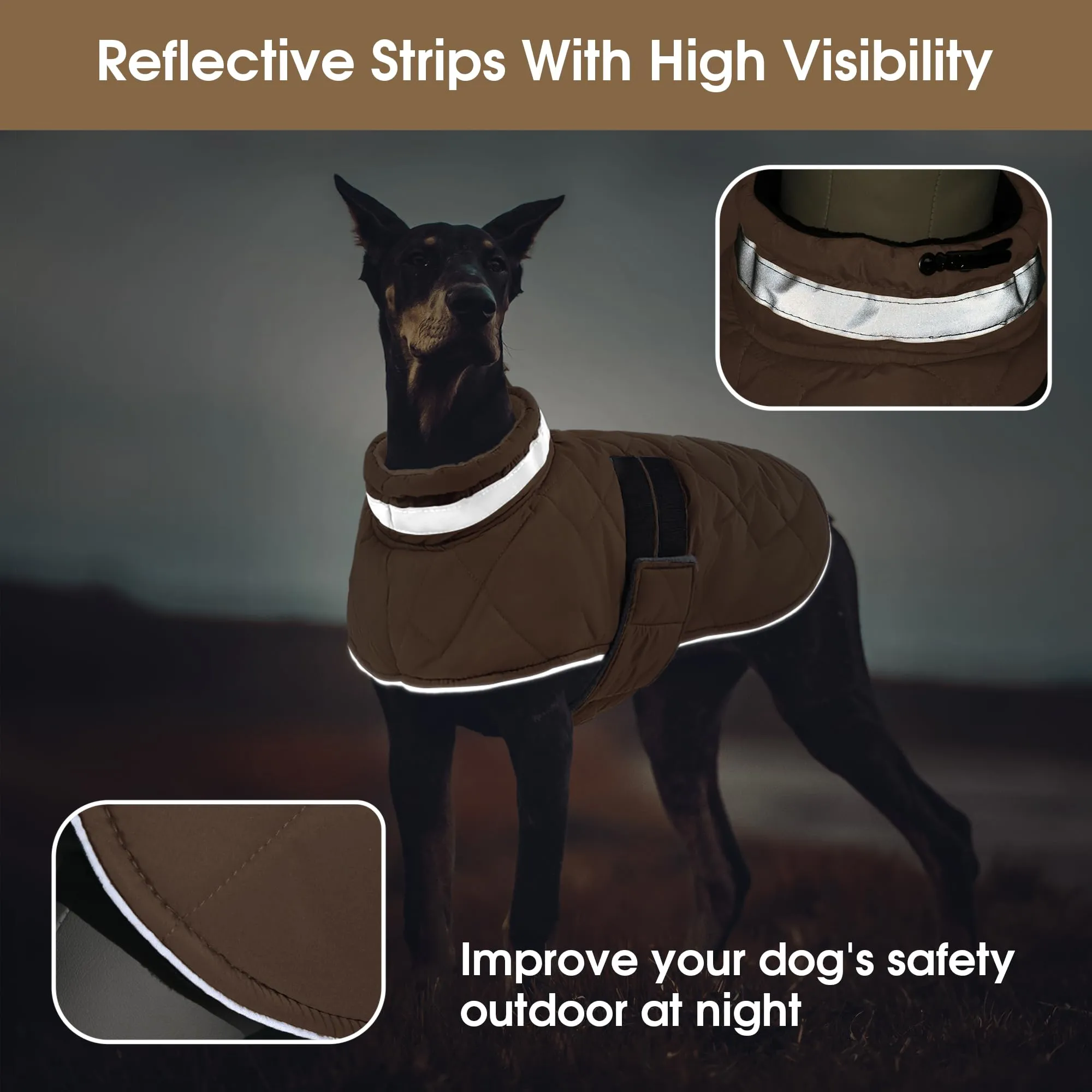 ASENKU Cappotto Invernale Impermeabile S per Cane Piccola, Giacca Calda con Strisce Riflettenti, Regolabile, Apertura per Collare,Ideale per Pomerania, Barboncino, Maltese per Usi Esterni - immagine 5