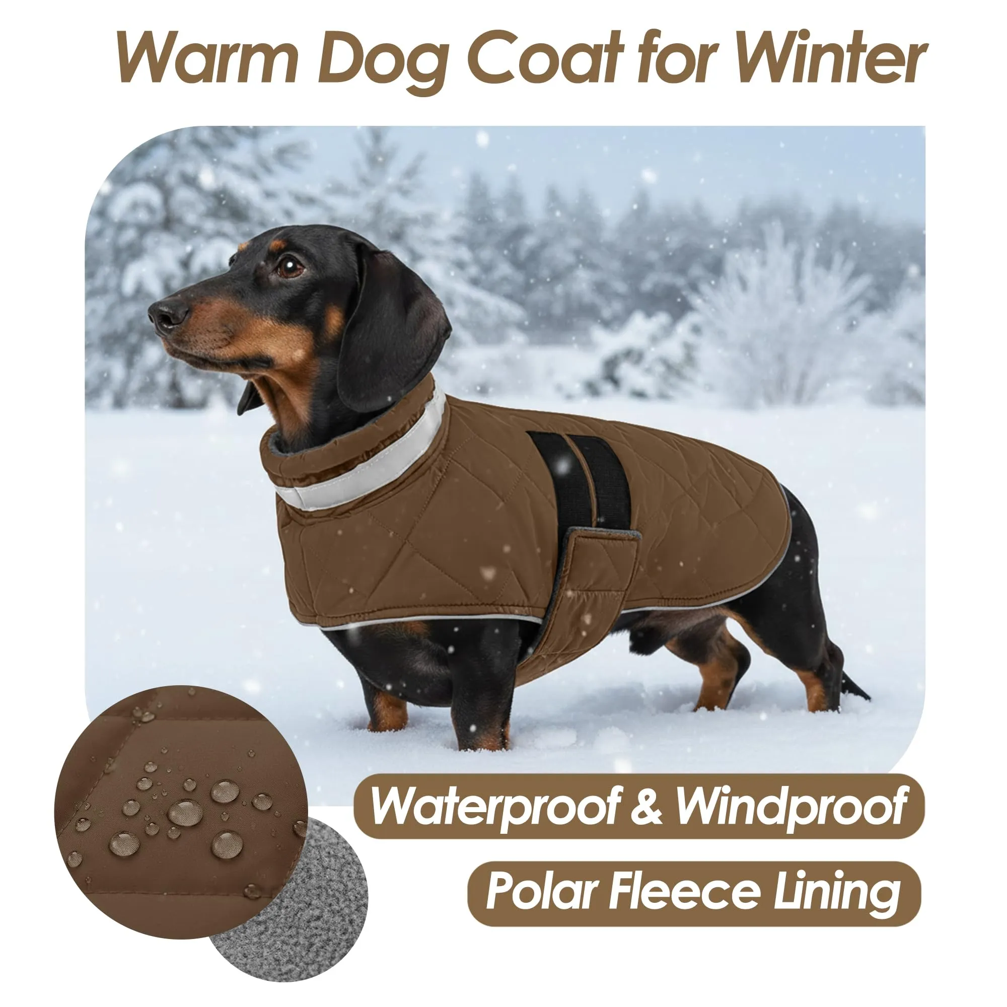 ASENKU Cappotto Impermeabile L per Cane, Giacca Invernale Calda con Riflettenti, Regolabile, Apertura Collare, Gilet Invernale per Per Bulldog Francese, Cocker, Border Collie per Giorni Piovosi - immagine 3