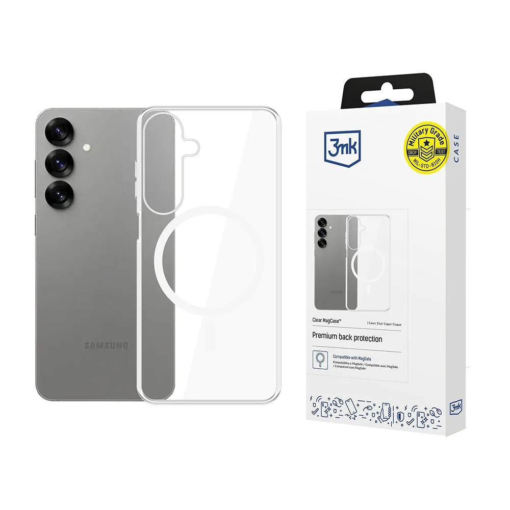 Custodia MagSafe per Samsung Galaxy S25 S931, 3MK, Clear MagCase, Trasparente - immagine 1