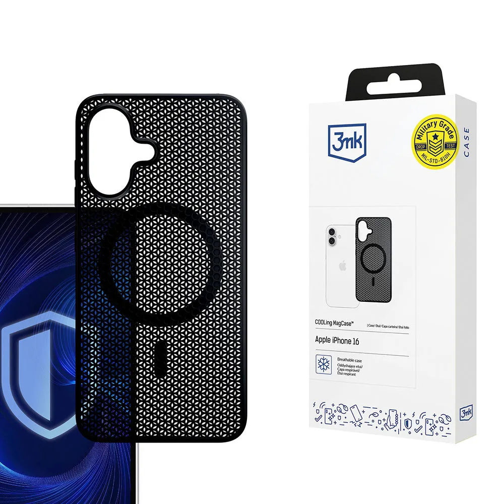 Custodia MagSafe per Apple iPhone 16, 3MK, COOLing, Nera - immagine 1